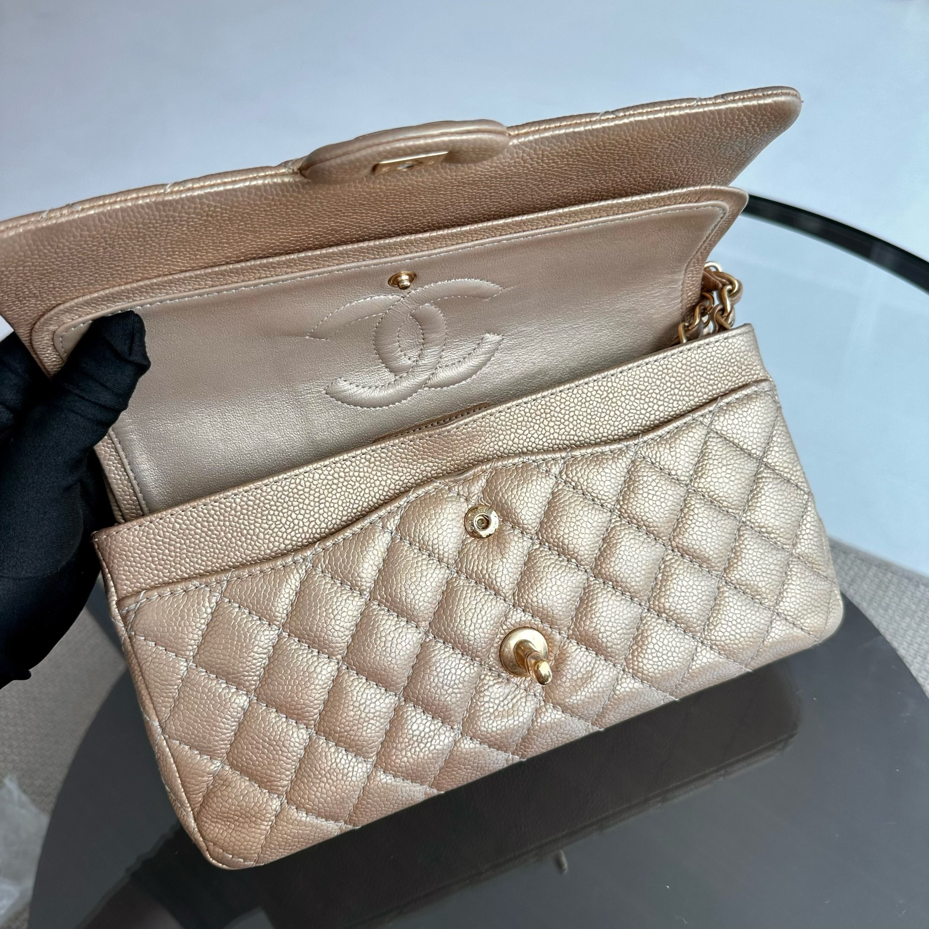 Chanel Caviar Medium Classic Flap Gold GHW No 20 - Luxury Evermore