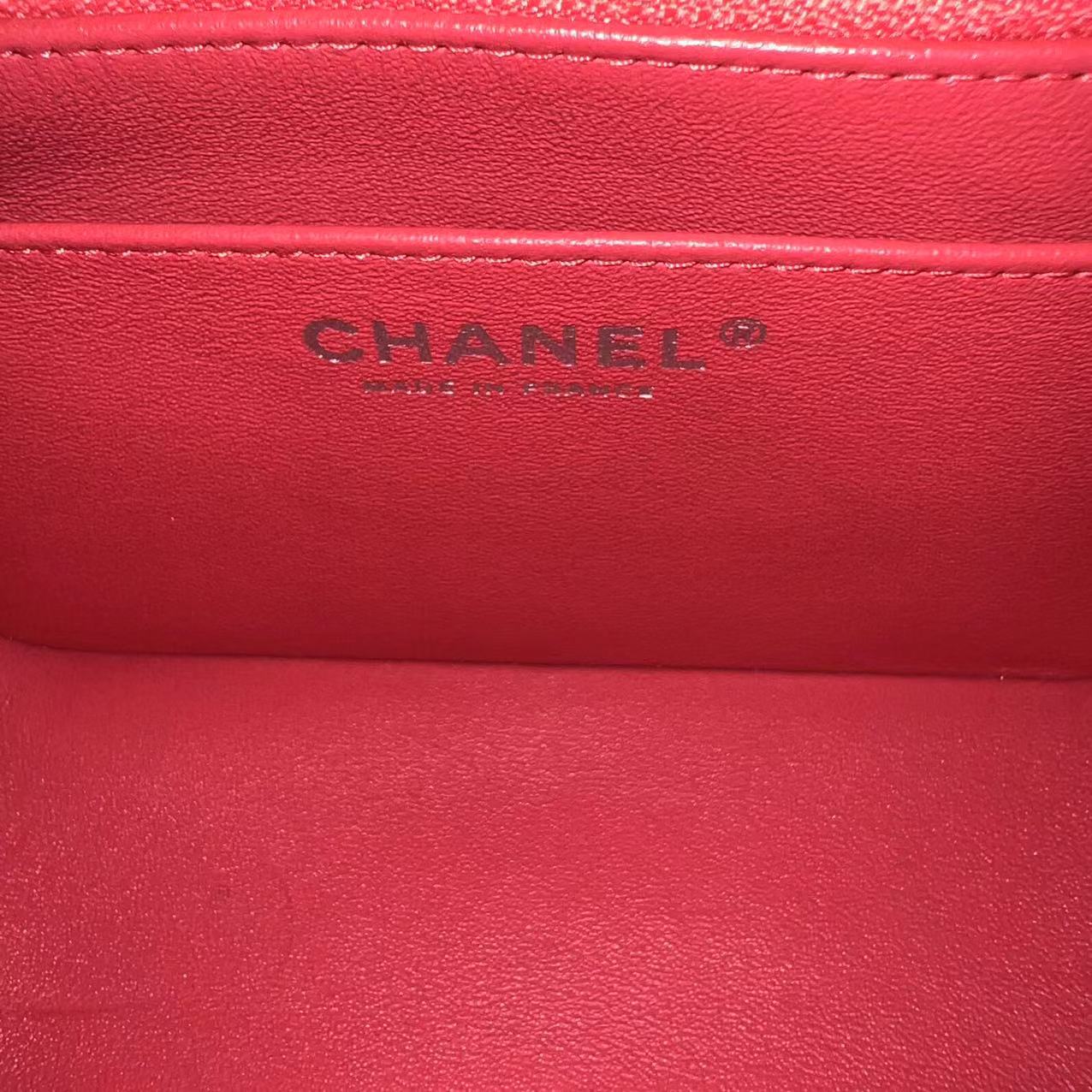 Chanel Caviar Mini Square Classic Flap Quilted Calfskin Pink SHW No 17 - Luxury Evermore