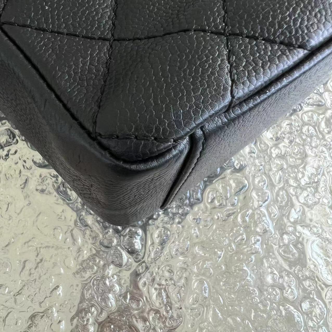 Chanel Caviar PST Petite Shopping Tote Quilted Calfskin Black Silver Hardware Series 12 - Luxury Evermore