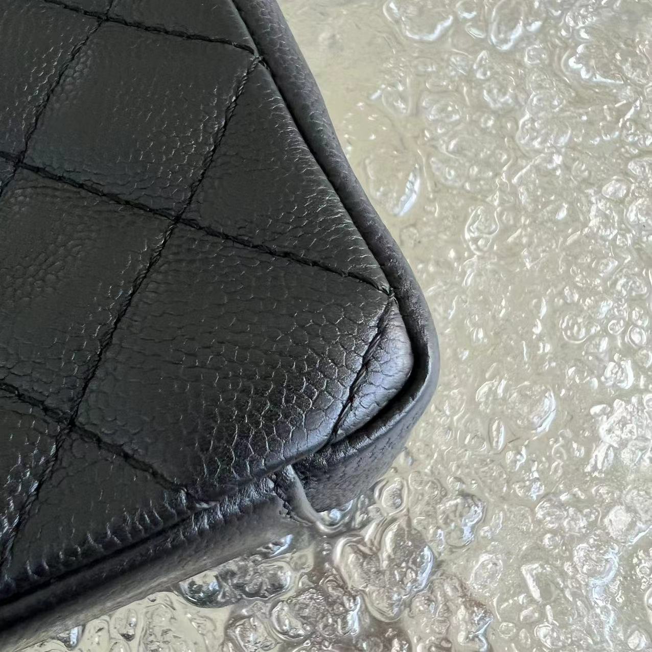 Chanel Caviar PST Petite Shopping Tote Quilted Calfskin Black Silver Hardware Series 12 - Luxury Evermore
