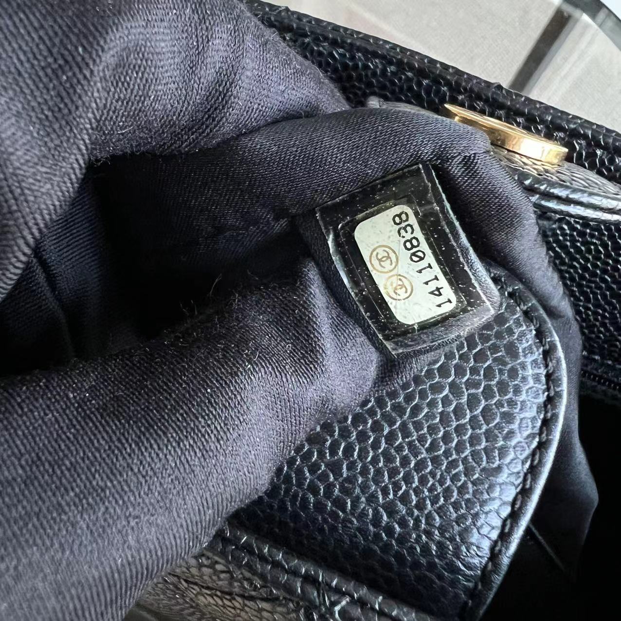 Chanel Caviar PST Petite Shopping Tote Quilted Grained Calfskin Black Golden Hardware Series 14 - Luxury Evermore