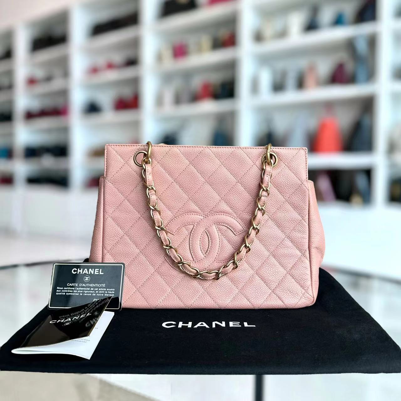 Chanel Caviar PTT Petite Timeless Tote Quilted Grained Calfskin Sakura Pink Golden Hardware Series 6 - Luxury Evermore