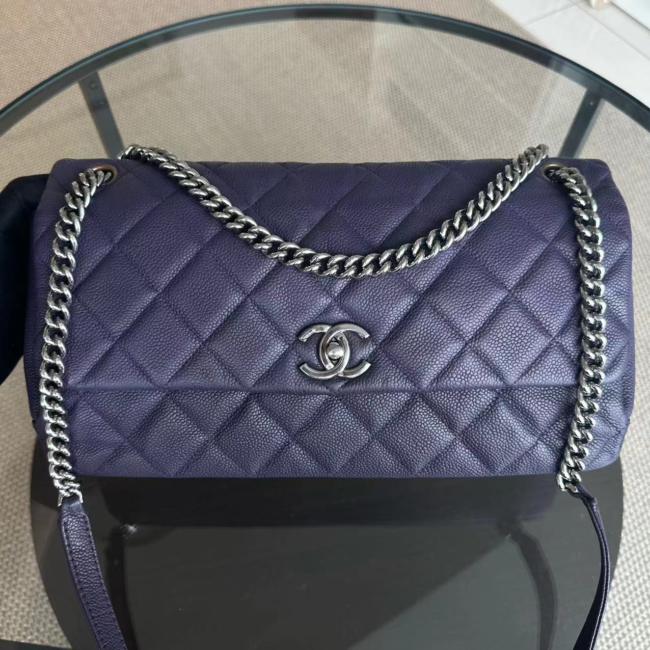 Chanel Caviar Quilted Jumbo Matelasse Seasonal Flap Quilted Calfskin SHW No 16 - Luxury Evermore