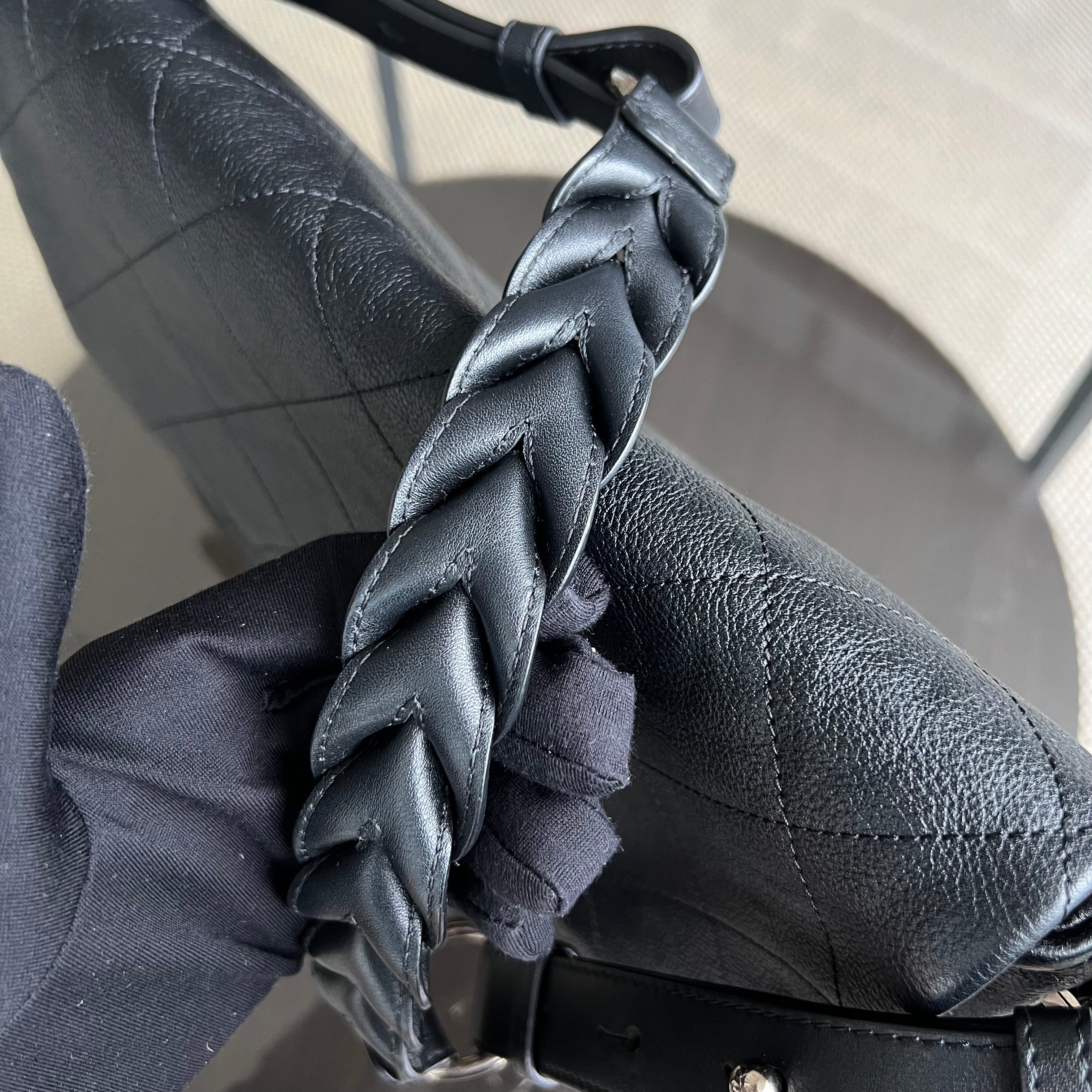 Chanel Caviar Seasonal Flap Braided With Style Quilted Grained Calfskin Black Silver Hardware Series 25 - Luxury Evermore