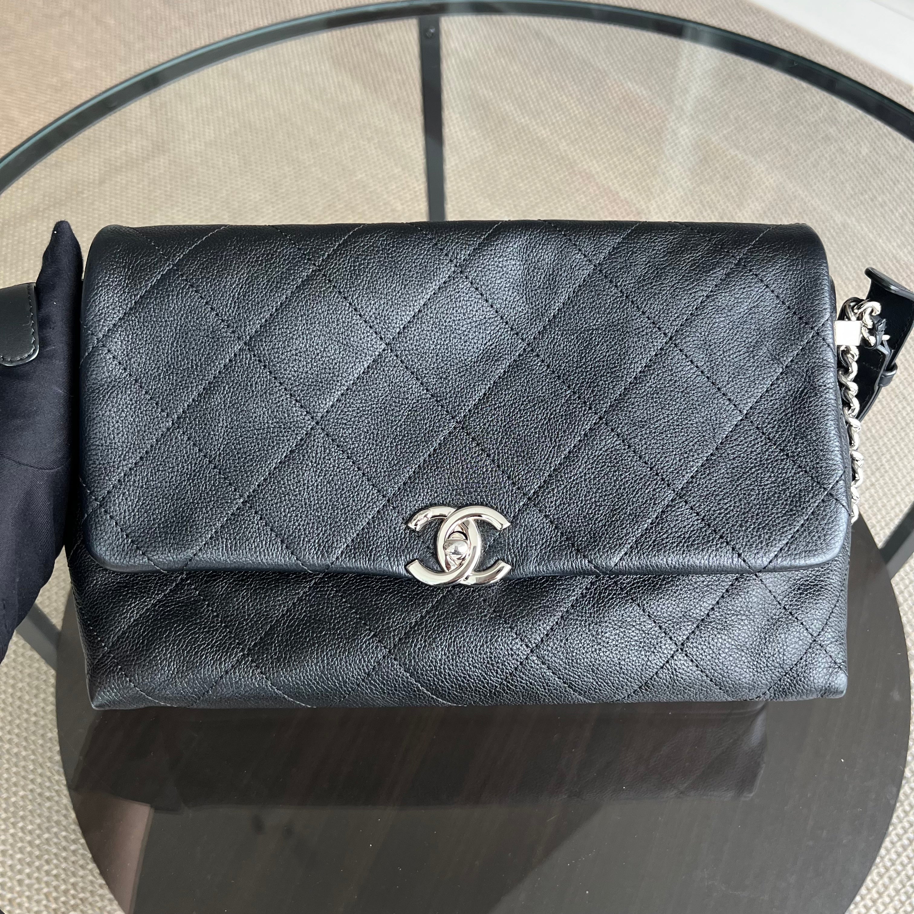 Chanel Caviar Seasonal Flap Braided With Style Quilted Grained Calfskin Black Silver Hardware Series 25 - Luxury Evermore