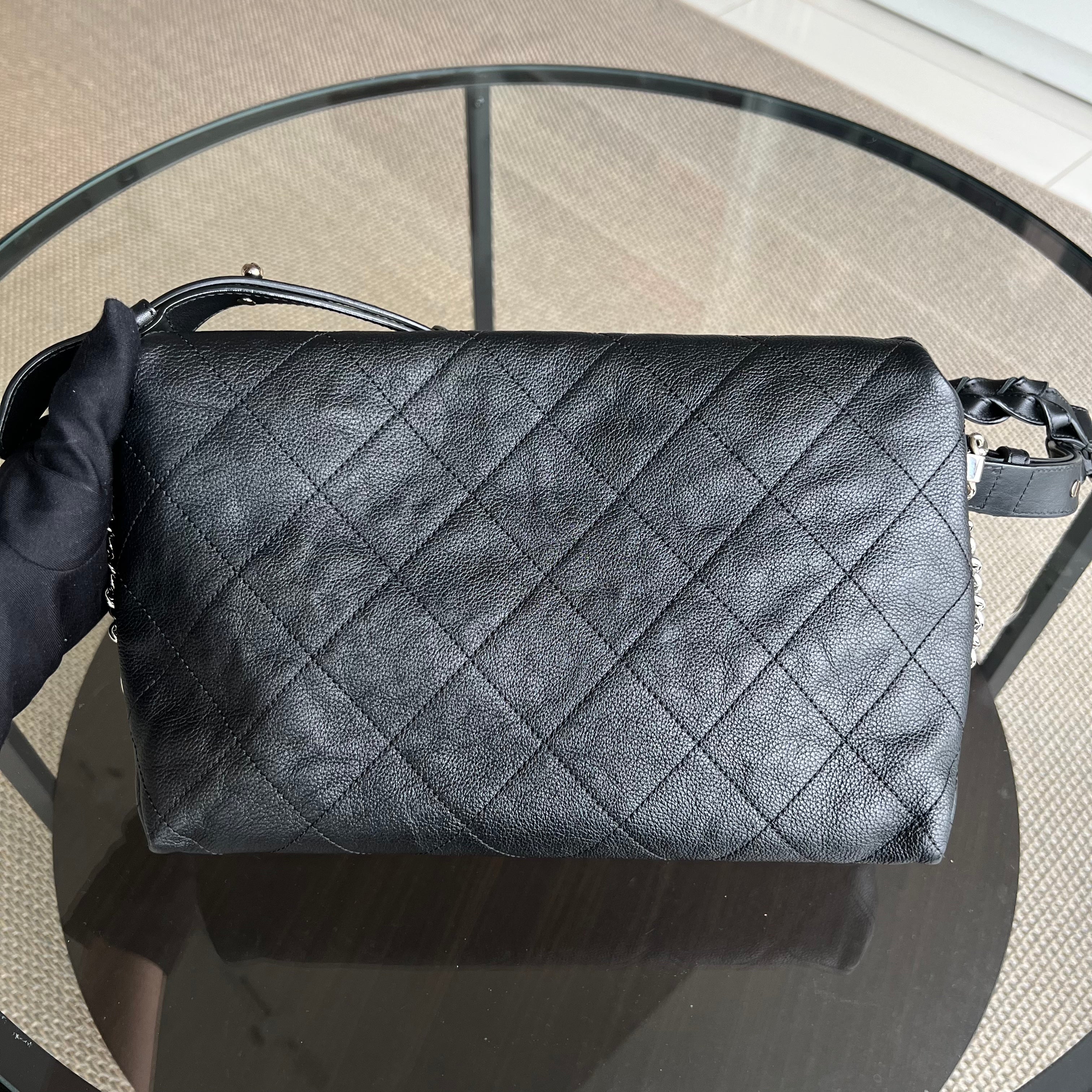 Chanel Caviar Seasonal Flap Braided With Style Quilted Grained Calfskin Black Silver Hardware Series 25 - Luxury Evermore