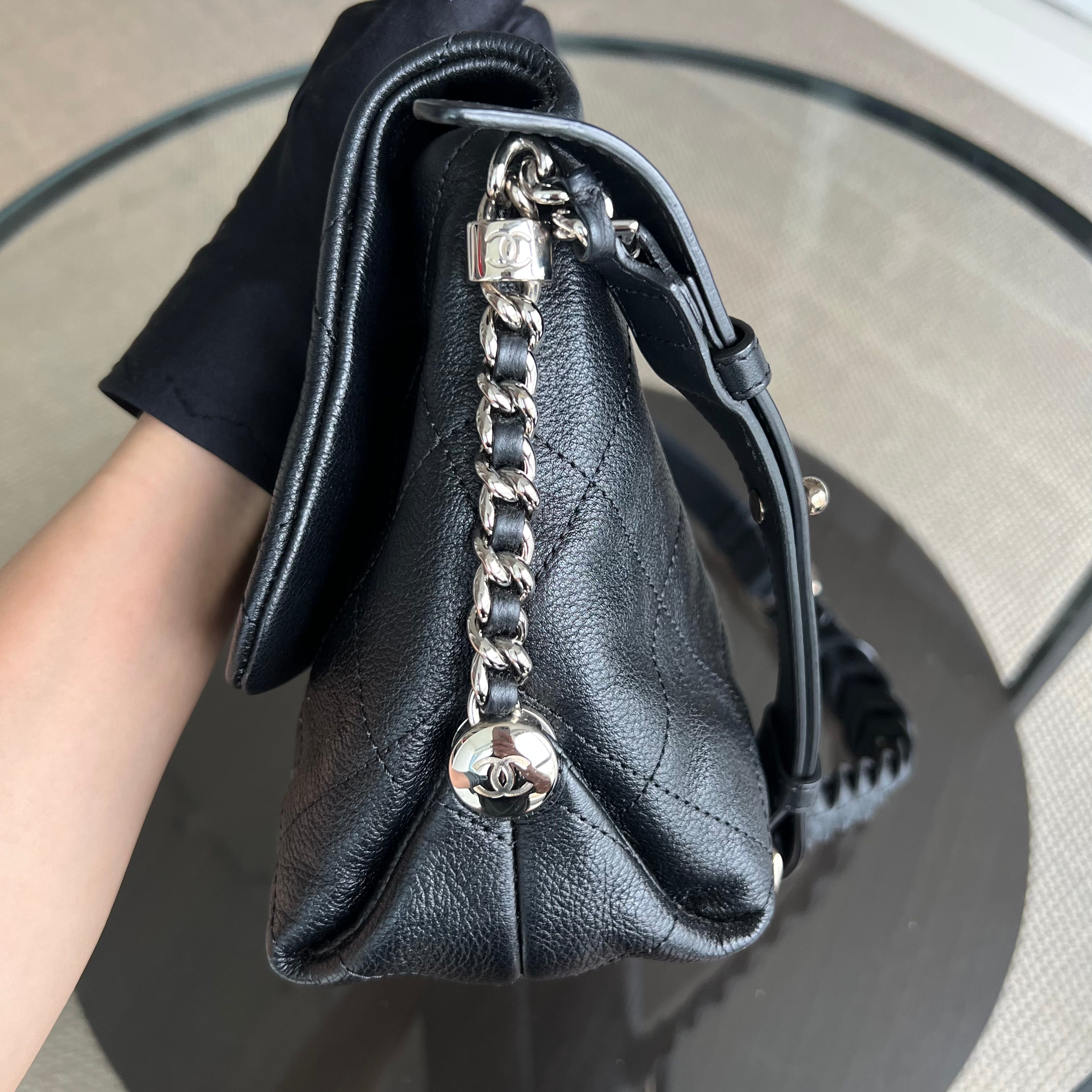 Chanel Caviar Seasonal Flap Braided With Style Quilted Grained Calfskin Black Silver Hardware Series 25 - Luxury Evermore