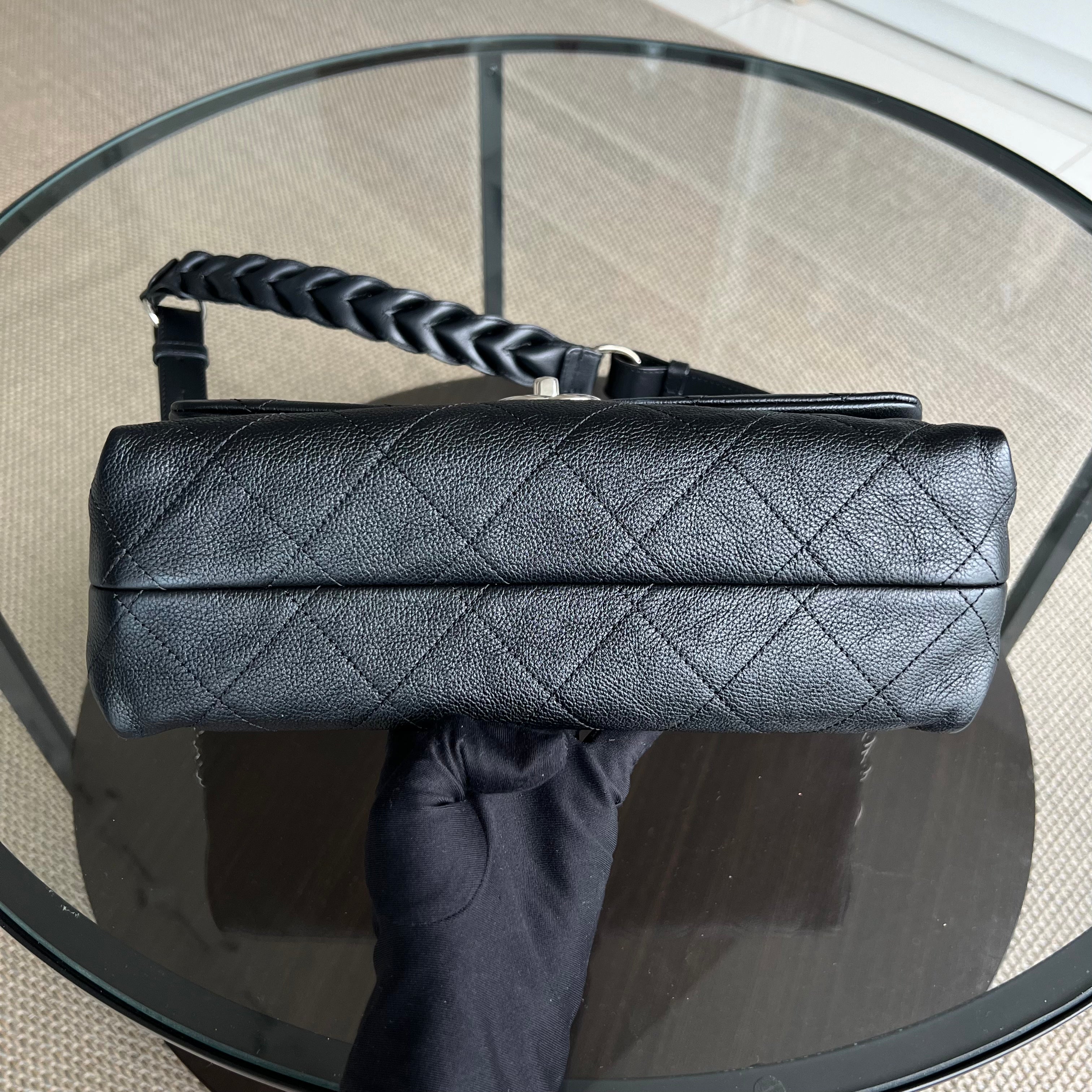 Chanel Caviar Seasonal Flap Braided With Style Quilted Grained Calfskin Black Silver Hardware Series 25 - Luxury Evermore