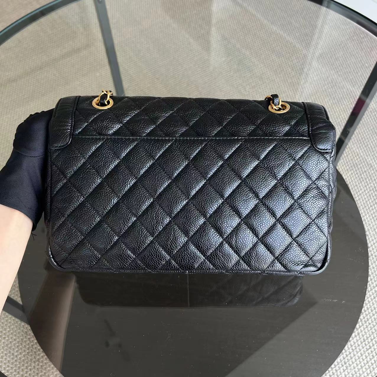 Chanel Caviar Seasonal Flap Two Tone Quilted Grained Calfskin Golden Hardware Series 21 - Luxury Evermore