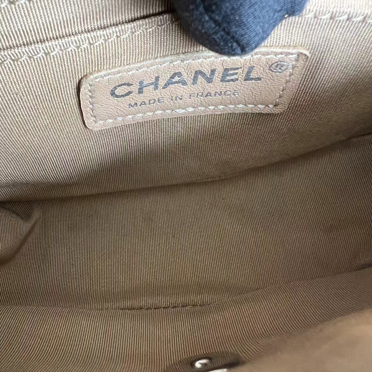 Chanel Caviar V Stitch Chevron Mini Square Seasonal Flap Calfskin Light Brown SHW No 24 - Luxury Evermore