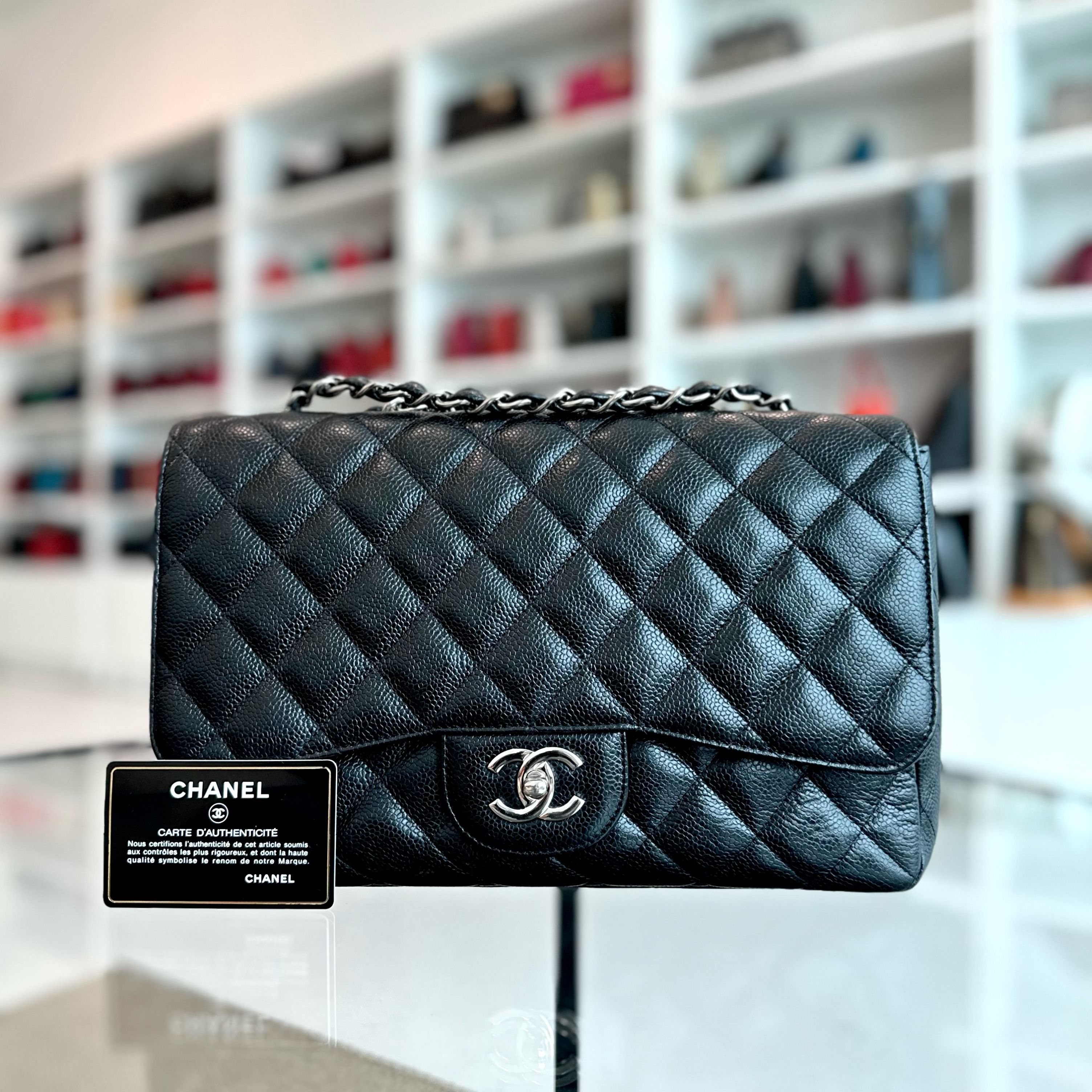 Chanel Classic Flap Jumbo 30cm Single Flap Black SHW No 13 - Luxury Evermore