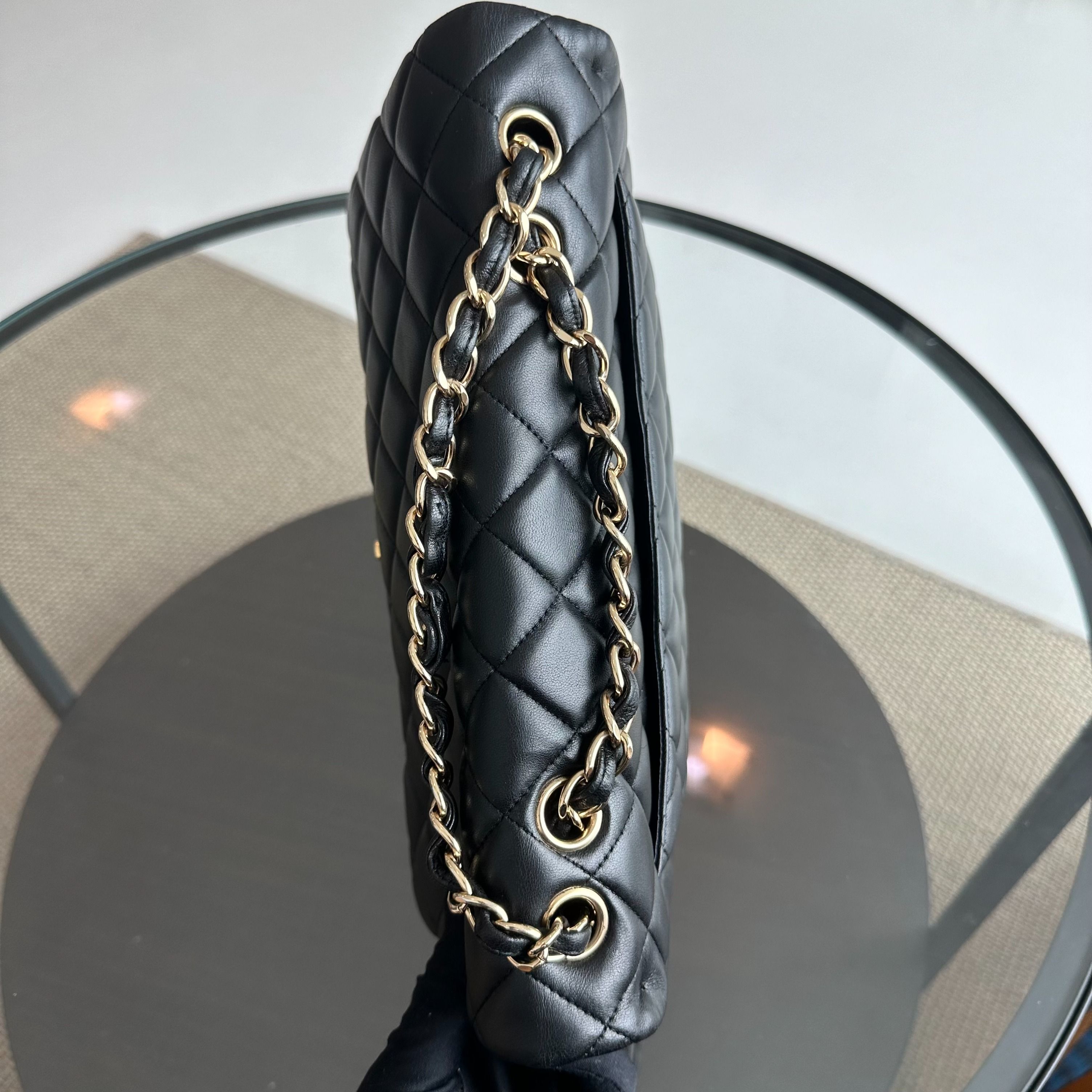 Chanel Classic Flap Jumbo 30CM Single Flap Quilted Lambskin Black GHW No 14 - Luxury Evermore