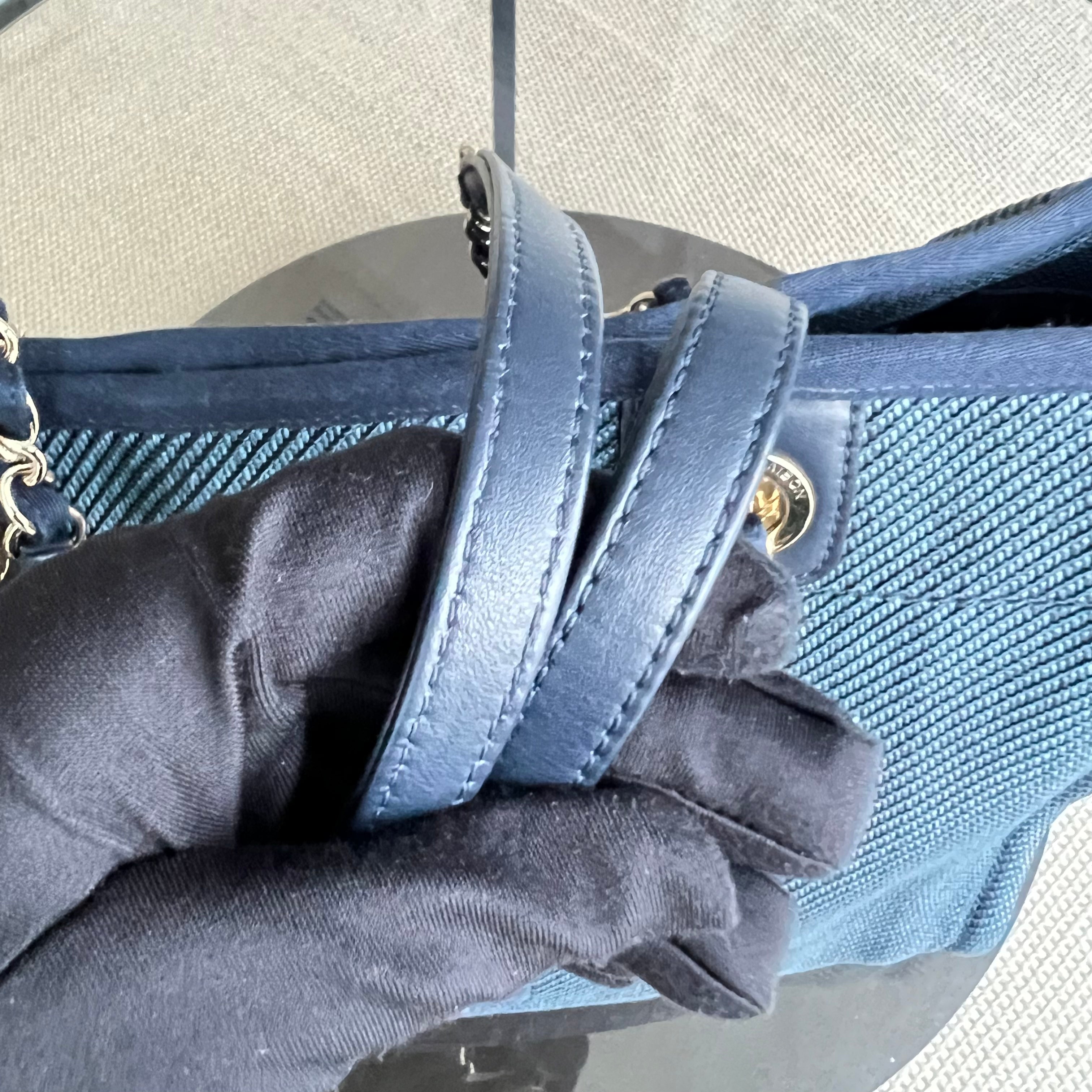 Chanel Deauville Small Tote Blue Canvas Silver Hardware Series 30 - Luxury Evermore