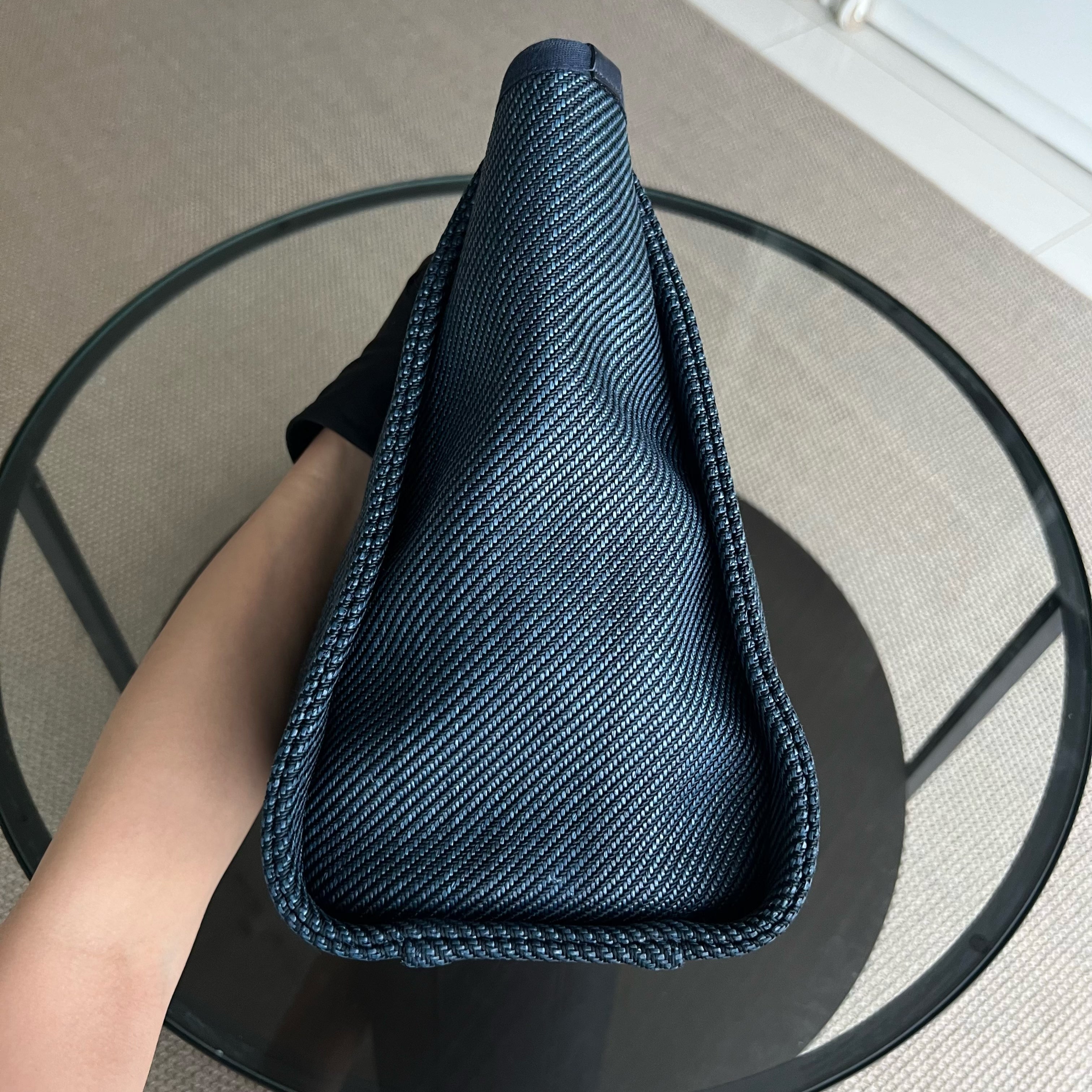 Chanel Deauville Small Tote Blue Canvas Silver Hardware Series 30 - Luxury Evermore