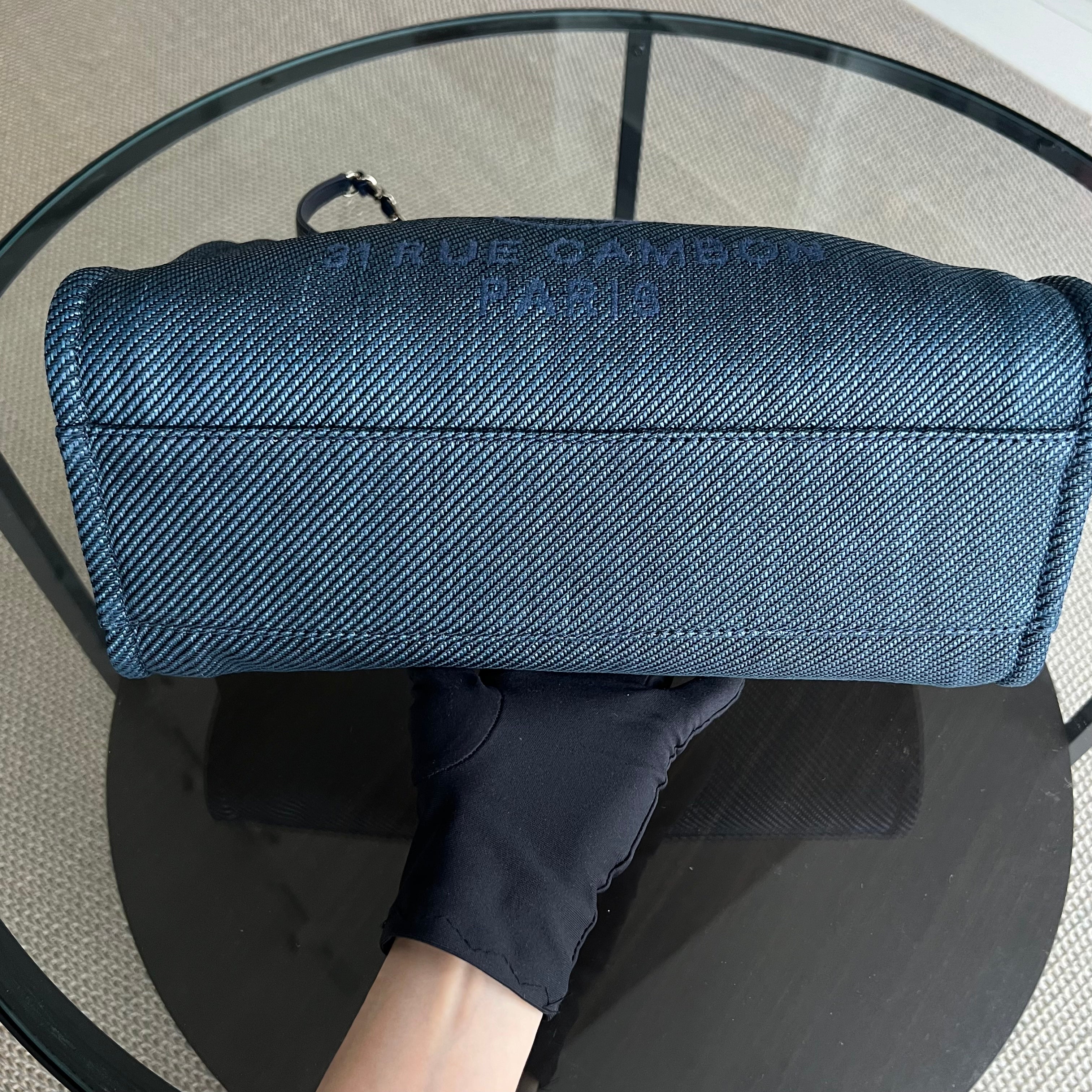 Chanel Deauville Small Tote Blue Canvas Silver Hardware Series 30 - Luxury Evermore