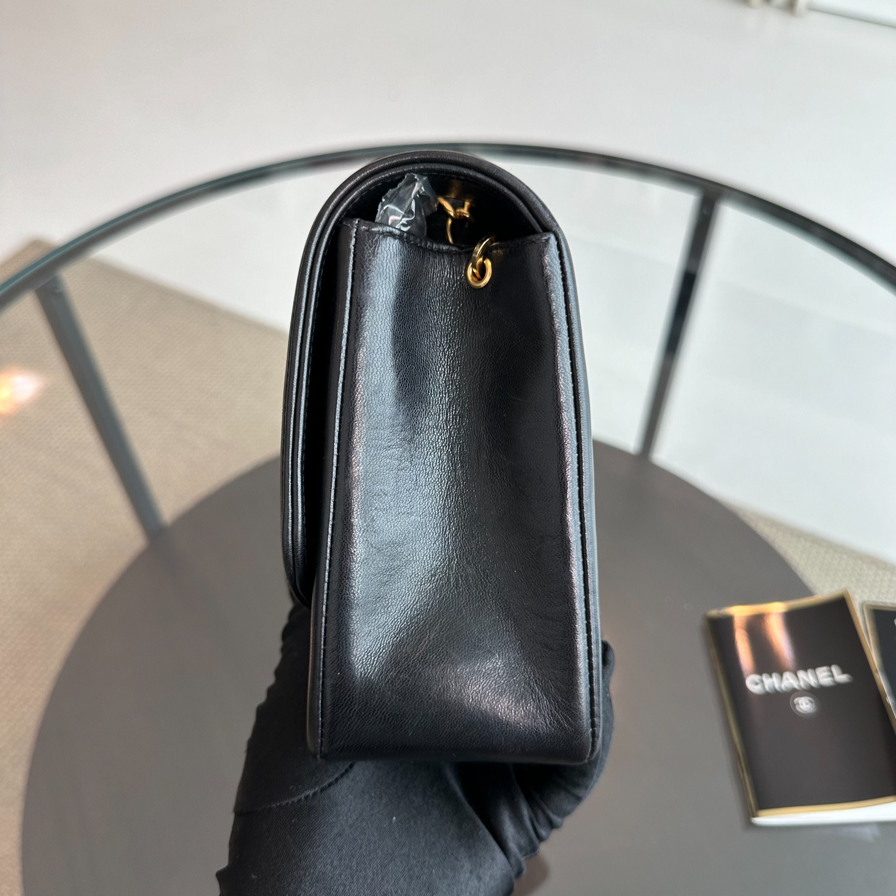 Chanel Diana Medium Black Lambskin Vintage GHW No 3 - Luxury Evermore