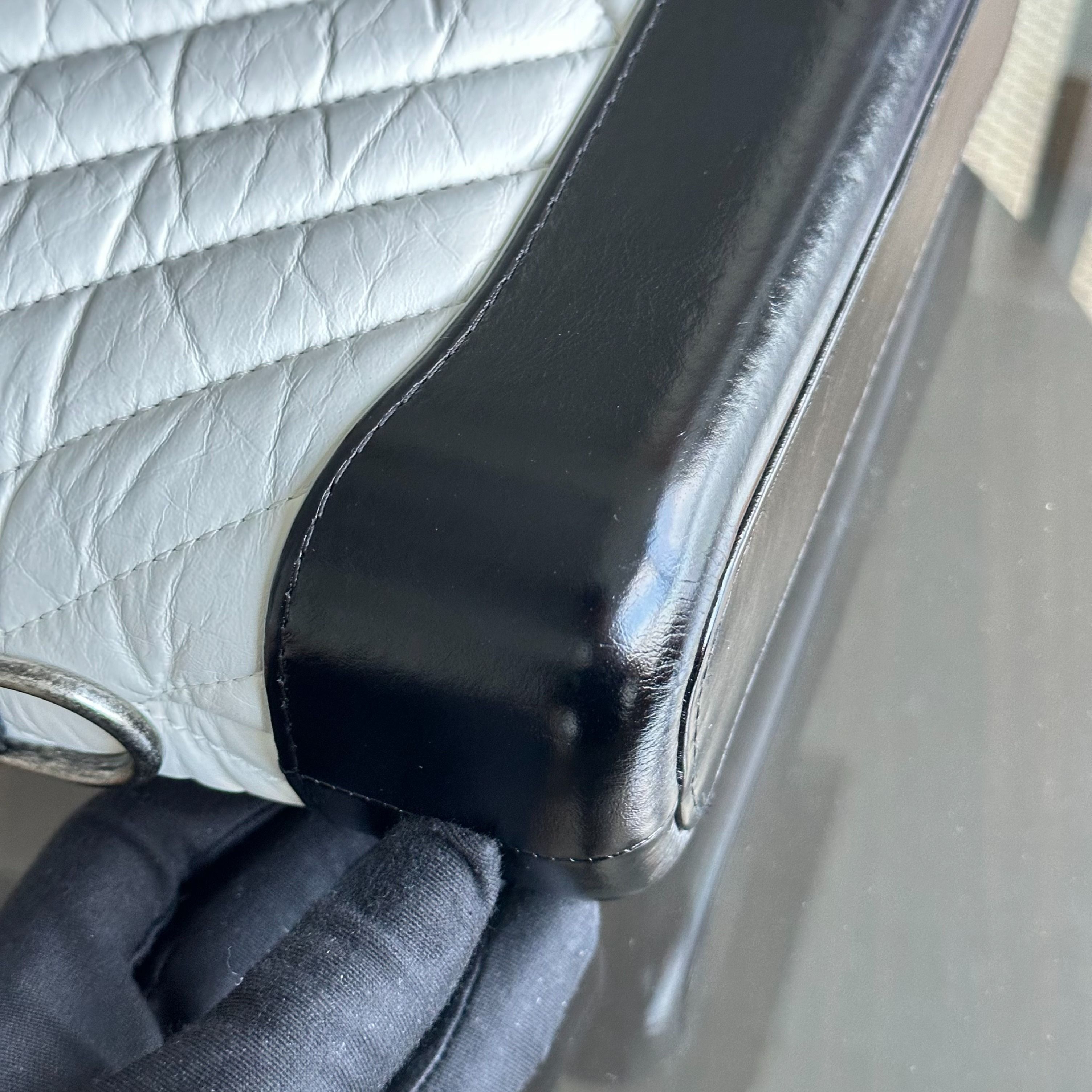 Chanel Gabrielle Small Hobo Chevron Calfskin White Black Two-Tone GHW No 27 - Luxury Evermore