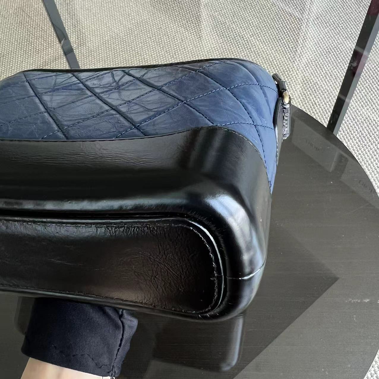 Chanel Gabrielle Small Quilted Calfskin Dark Navy Blue Two Tone Hardware Series 25 - Luxury Evermore