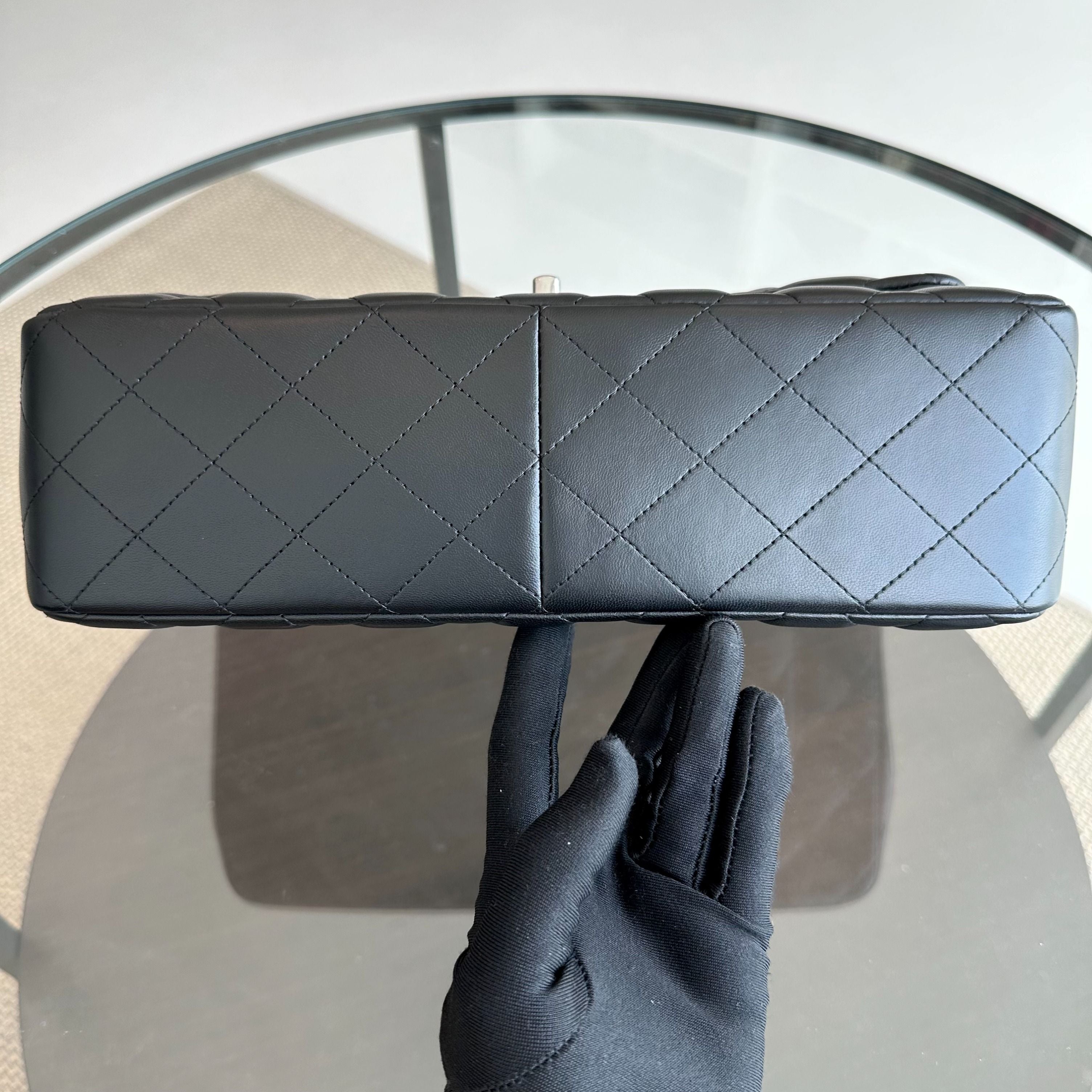 Chanel Jumbo Classic Flap Double Flap Quilted Lambskin Black SHW No 18 - Luxury Evermore