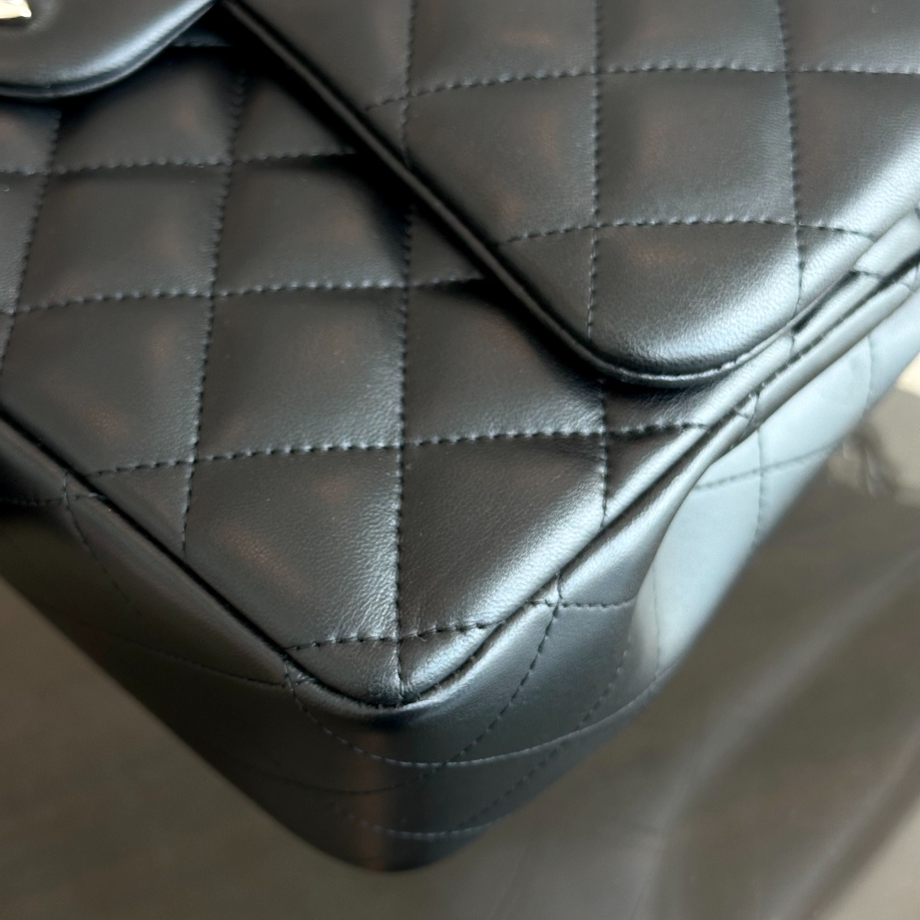 Chanel Jumbo Classic Flap Double Flap Quilted Lambskin Black SHW No 18 - Luxury Evermore