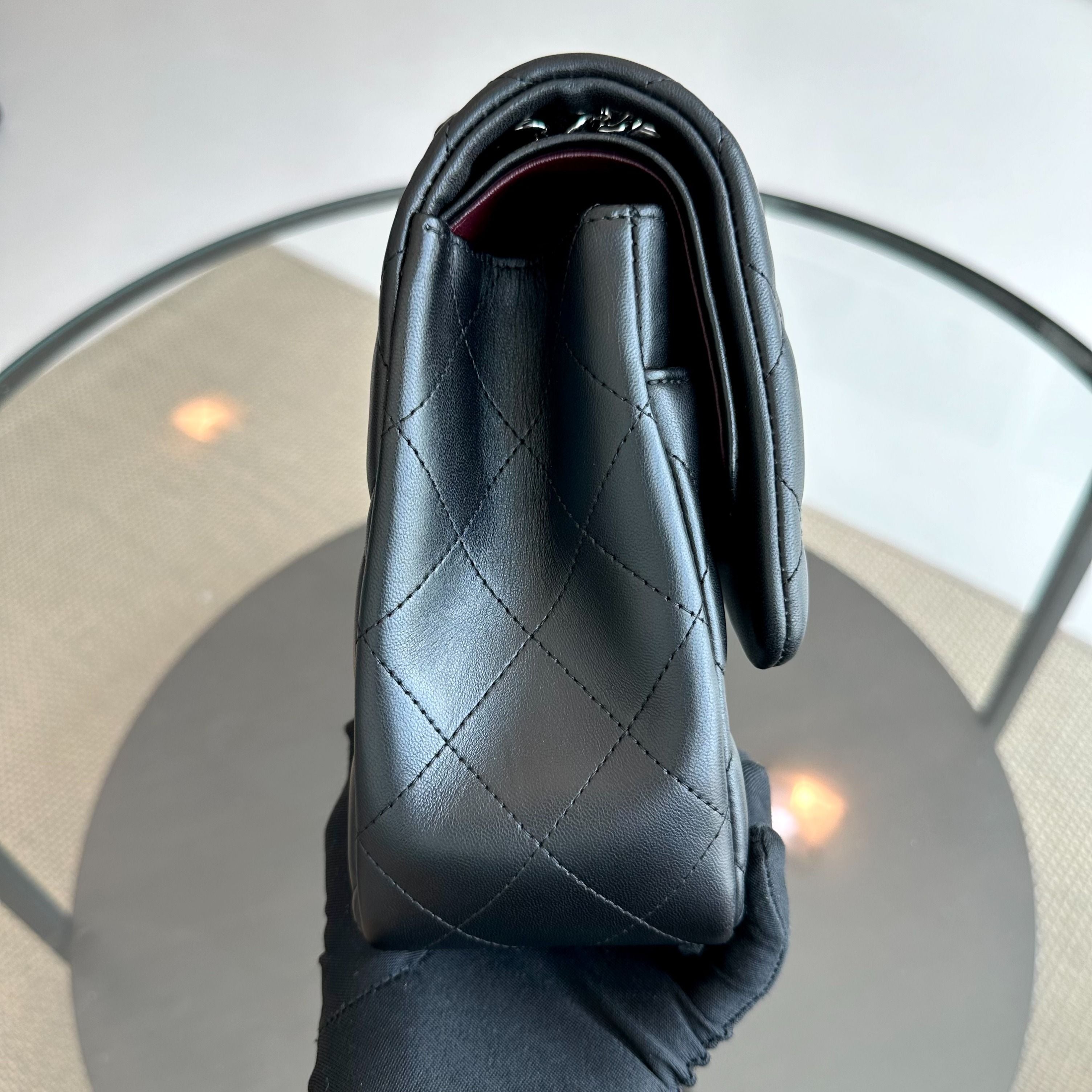 Chanel Jumbo Classic Flap Double Flap Quilted Lambskin Black SHW No 18 - Luxury Evermore