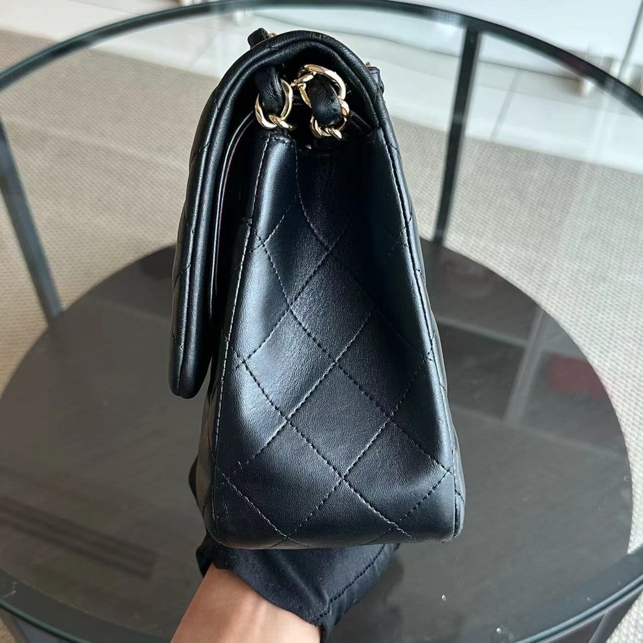 Chanel Jumbo Double Flap Classic Flap Quilted Lambskin Black No 23 - Luxury Evermore