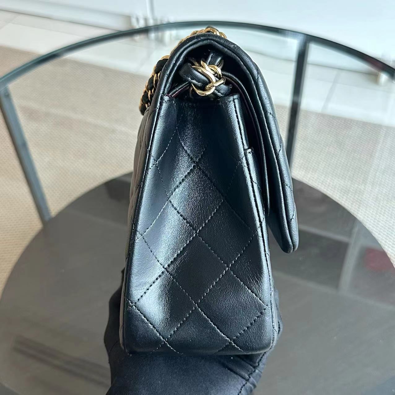 Chanel Jumbo Double Flap Classic Flap Quilted Lambskin Black No 23 - Luxury Evermore