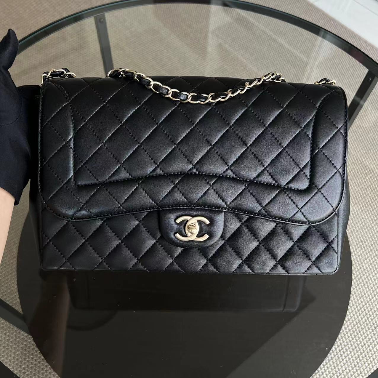 Chanel Mademoiselle Chic Seasonal Flap Jumbo 30CM Quilted Lambskin Black GHW No 21 - Luxury Evermore