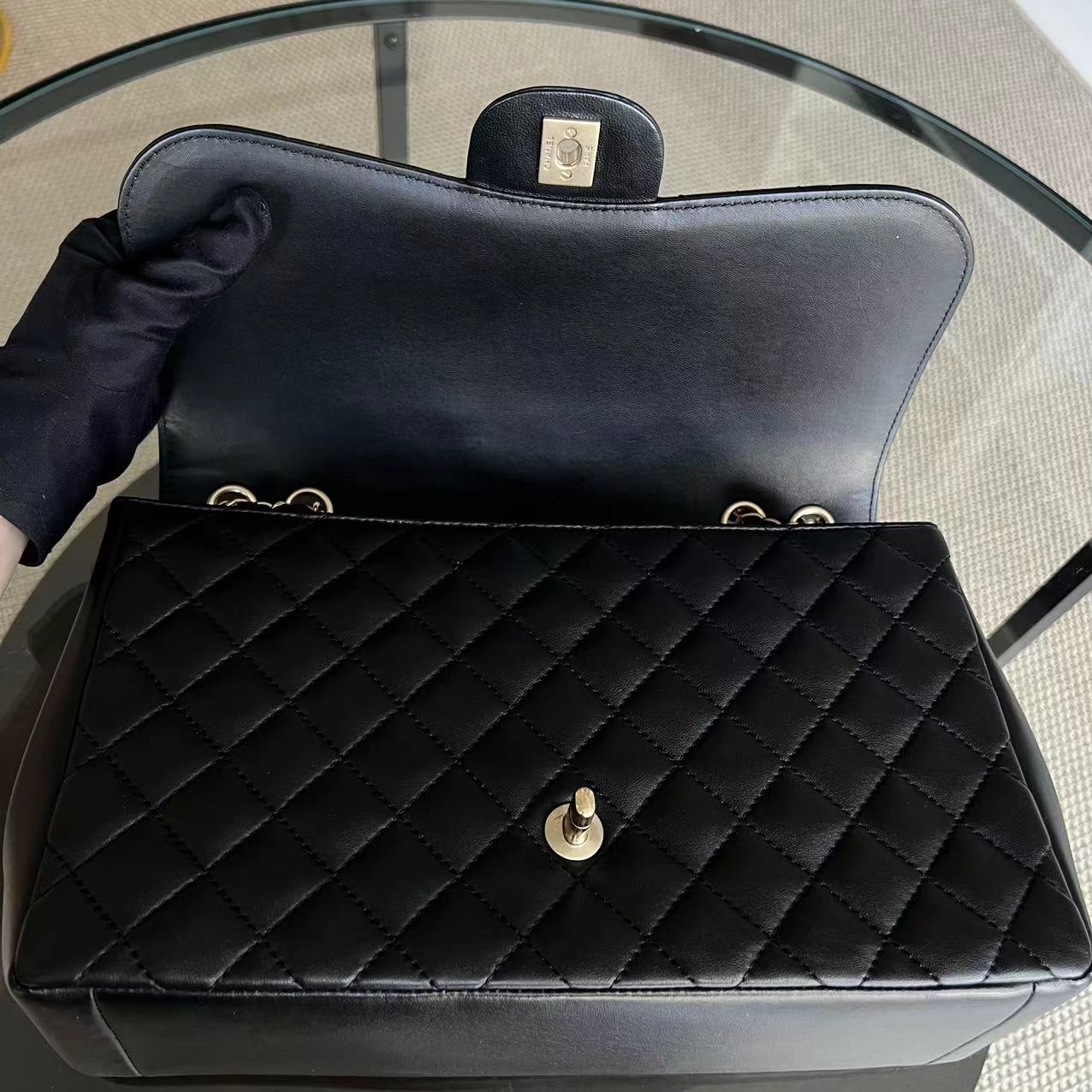 Chanel Mademoiselle Chic Seasonal Flap Jumbo 30CM Quilted Lambskin Black GHW No 21 - Luxury Evermore