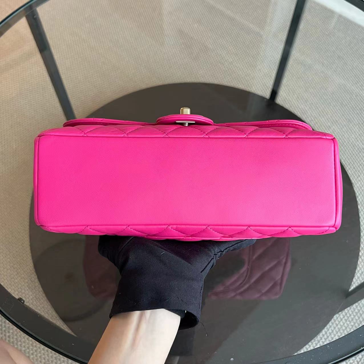 Chanel Mademoiselle Medium Chic Seasonal Flap 25CM Lambskin Hot Pink GHW No 21 - Luxury Evermore