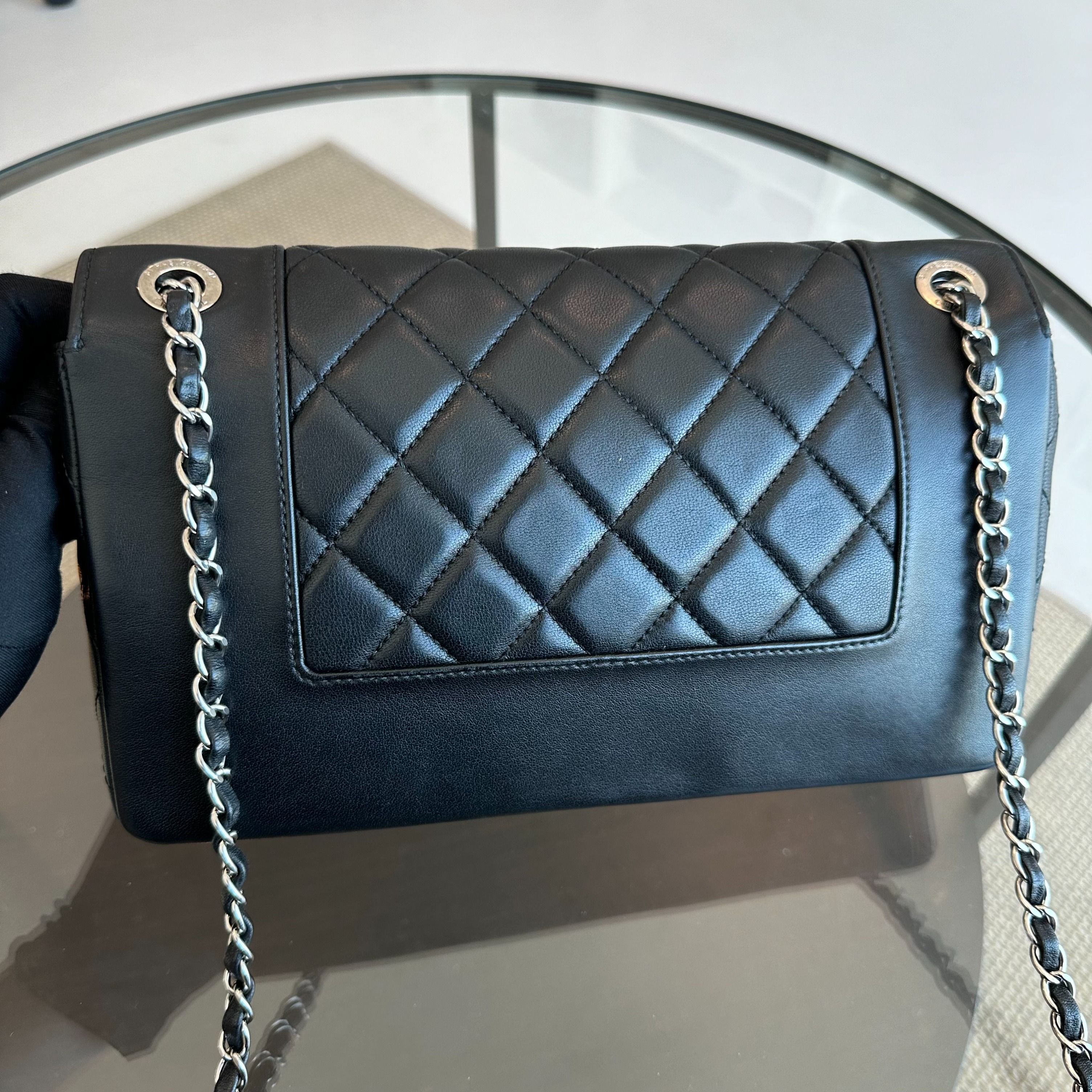 Chanel Mademoiselle Medium Seasonal Double Flap Calfskin Quilted Black SHW No 23 - Luxury Evermore