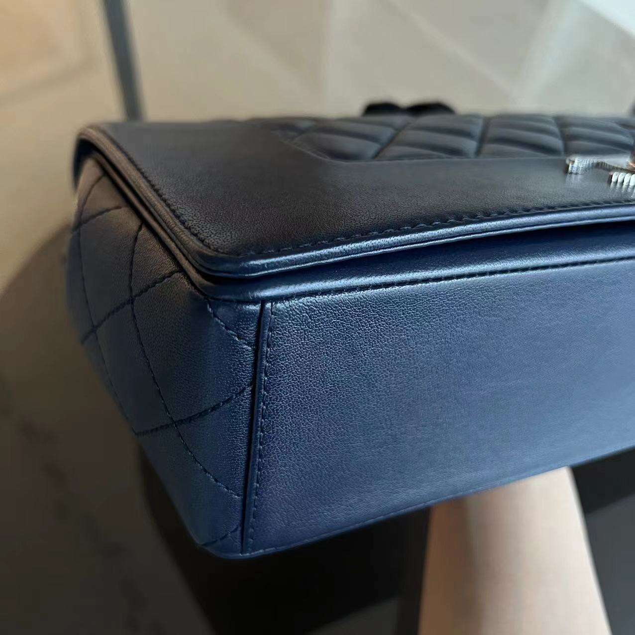 Chanel Mademoiselle Medium Seasonal Double Flap Calfskin Quilted Dark Navy Blue Series 23 - Luxury Evermore