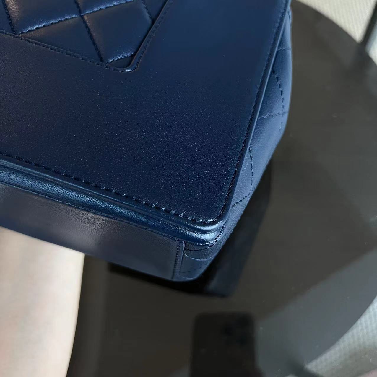 Chanel Mademoiselle Medium Seasonal Double Flap Calfskin Quilted Dark Navy Blue Series 23 - Luxury Evermore