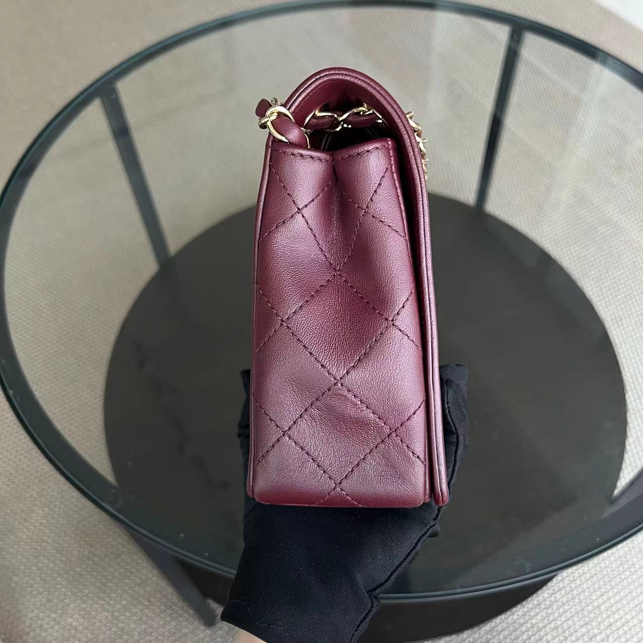 Chanel Mademoiselle Seasonal Flap Jumbo Quilted Lambskin Burgundy Golden Hardware Series 23 - Luxury Evermore