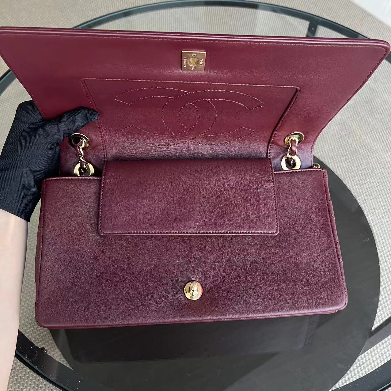 Chanel Mademoiselle Seasonal Flap Jumbo Quilted Lambskin Burgundy Golden Hardware Series 23 - Luxury Evermore