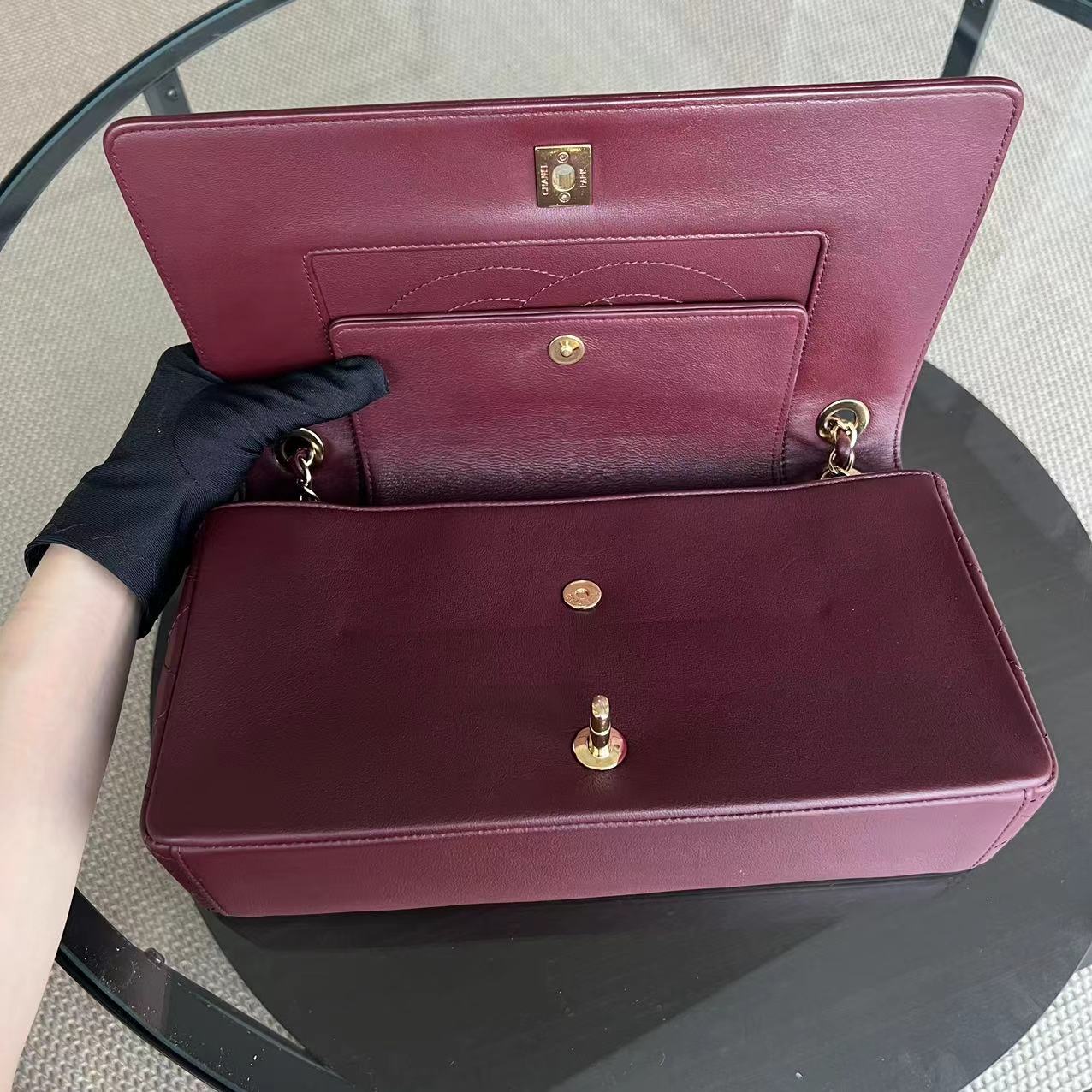 Chanel Mademoiselle Seasonal Flap Jumbo Quilted Lambskin Burgundy Golden Hardware Series 23 - Luxury Evermore