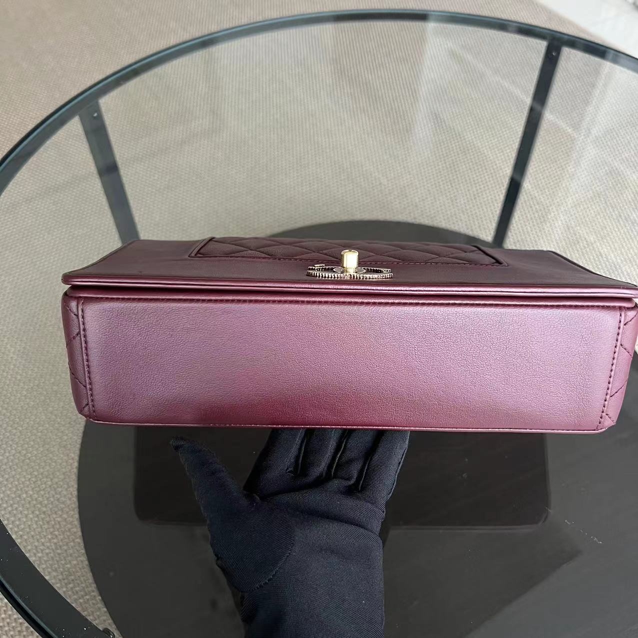 Chanel Mademoiselle Seasonal Flap Jumbo Quilted Lambskin Burgundy Golden Hardware Series 23 - Luxury Evermore