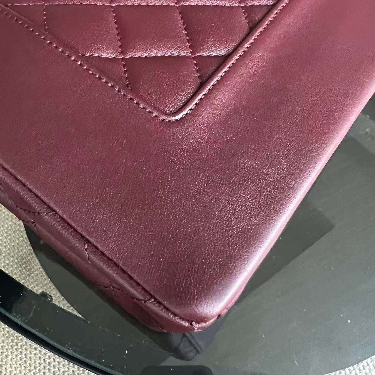 Chanel Mademoiselle Seasonal Flap Jumbo Quilted Lambskin Burgundy Golden Hardware Series 23 - Luxury Evermore