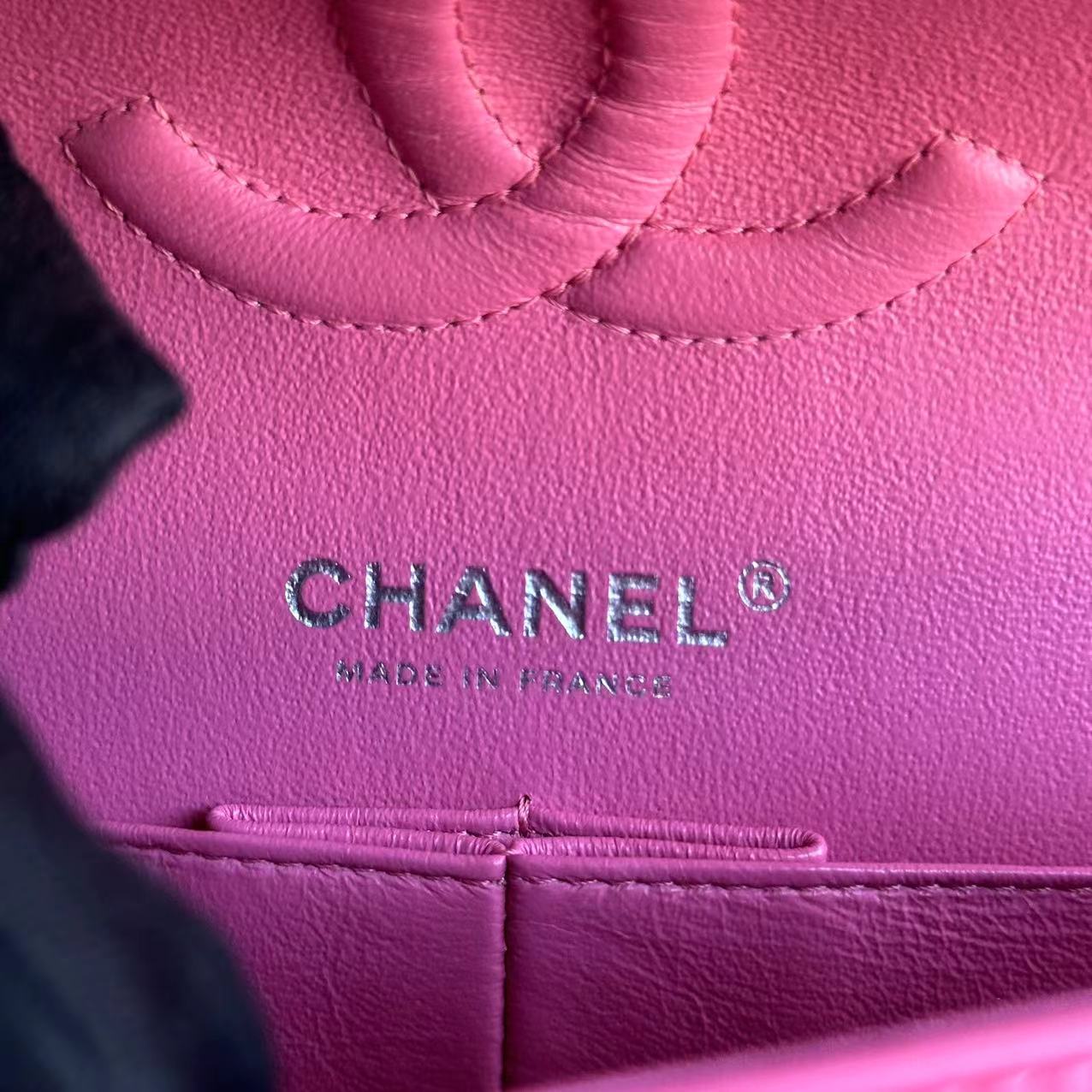 Chanel Medium Classic Flap Double Flap 25CM Quilted Lambskin Pink SHW No 27 - Luxury Evermore