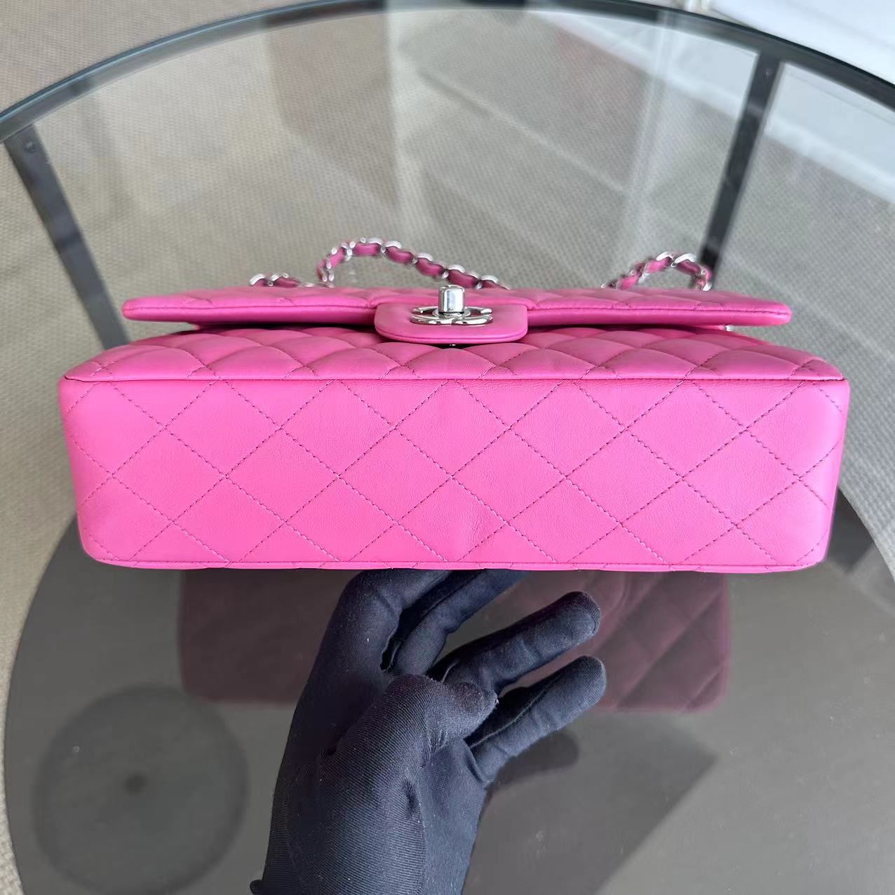 Chanel Medium Classic Flap Double Flap 25CM Quilted Lambskin Pink SHW No 27 - Luxury Evermore