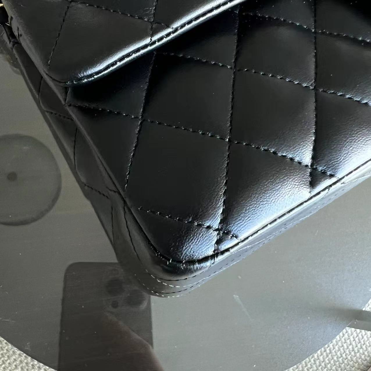 Chanel Medium Classic Flap Double Flap Quilted Lambskin Black GHW No 14 - Luxury Evermore