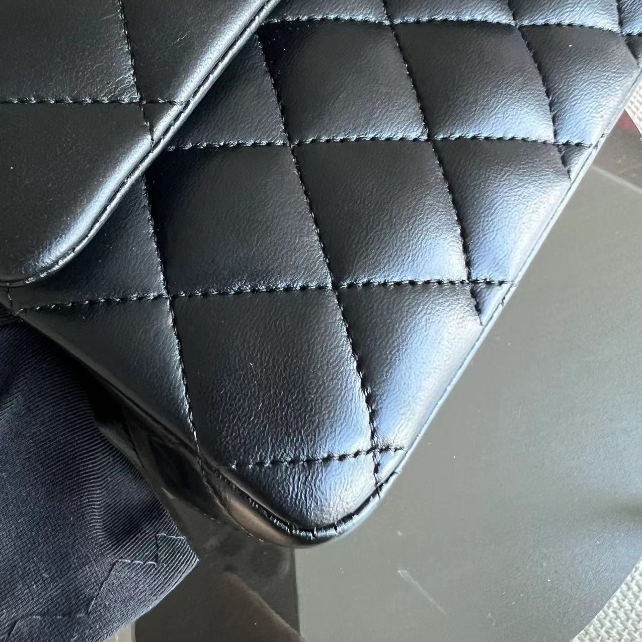 Chanel Medium Classic Flap Double Flap Quilted Lambskin Black GHW No 14 - Luxury Evermore