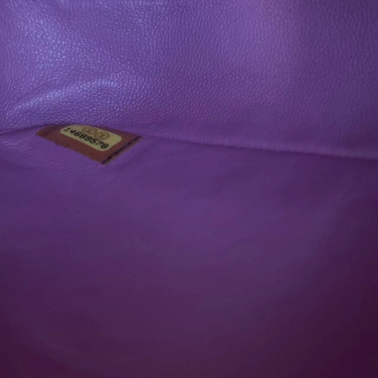 Chanel Medium Classic Flap Double Flap Quilted Lambskin Purple SHW No 14 - Luxury Evermore