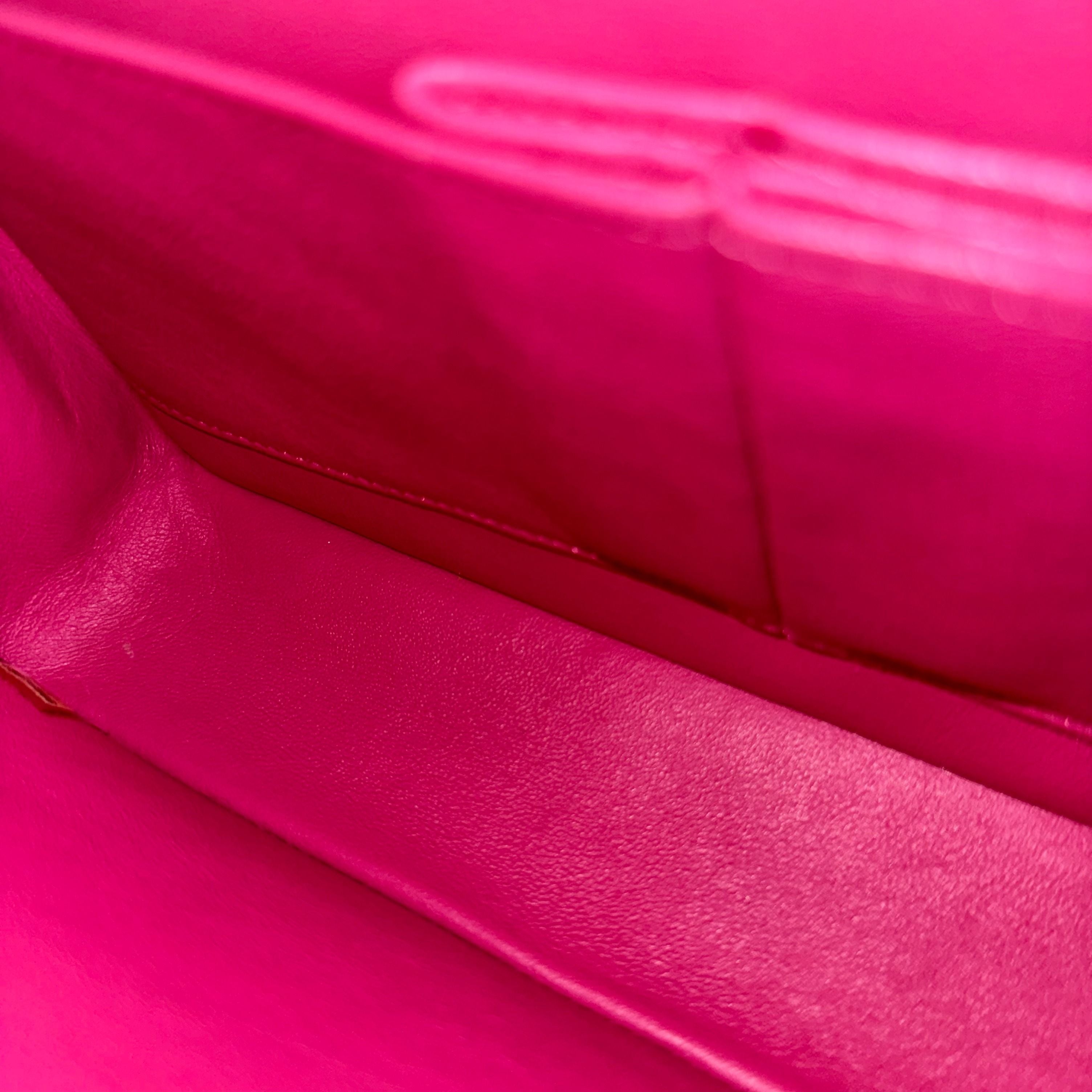 Chanel Medium Classic Flap Lambskin Quilted Hot Pink SHW No 19 - Luxury Evermore