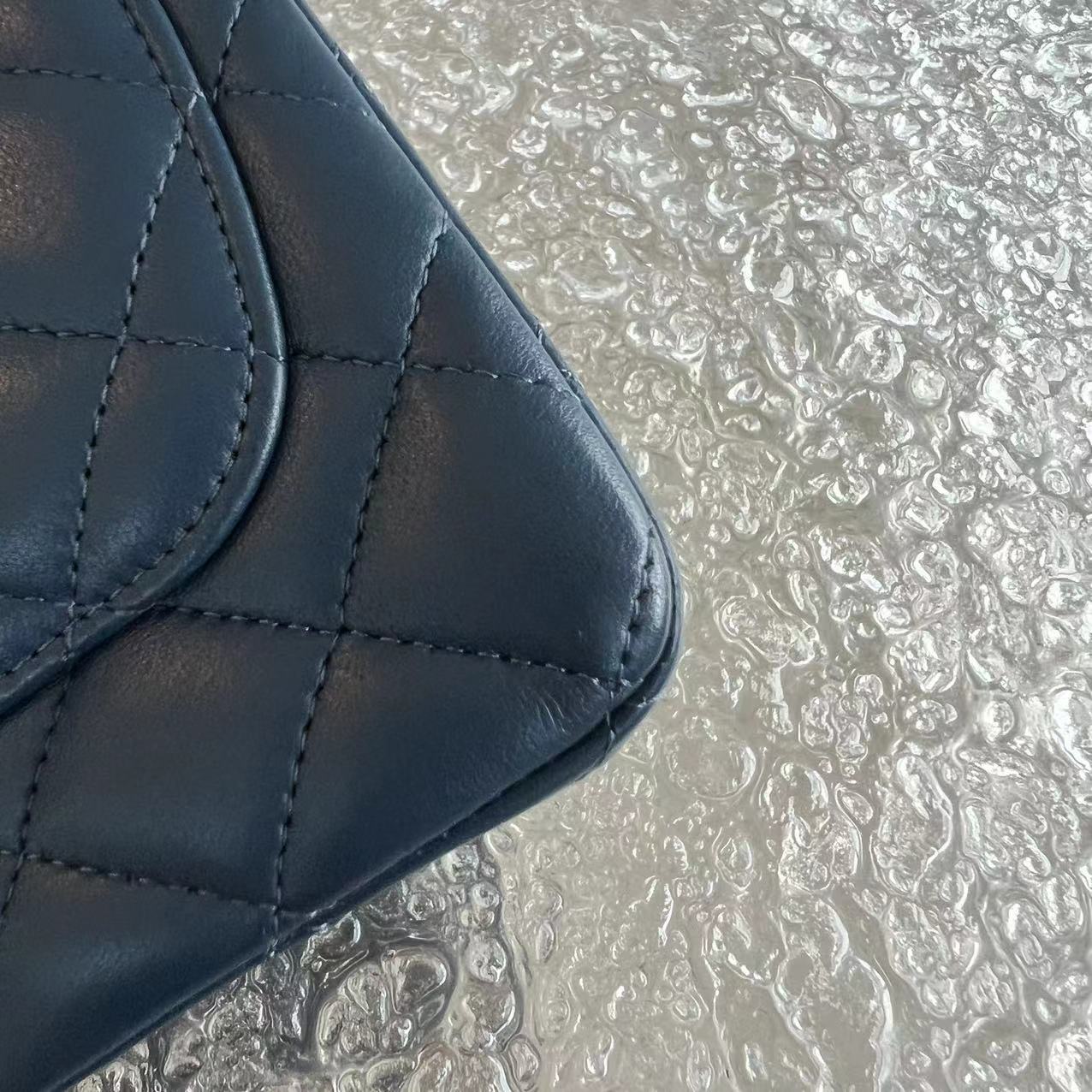 Chanel Mini Rectangular Classic Flap Quilted Lambskin Dark Blue Silver Hardware Series 25 - Luxury Evermore