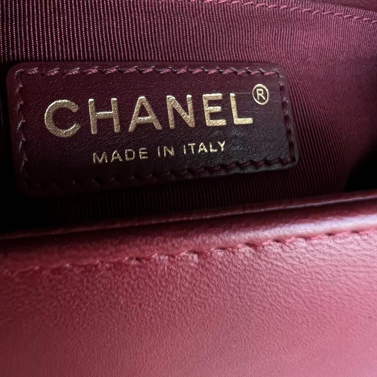 Chanel Small Boy 20CM Quilted Lambskin Red GHW No 19 - Luxury Evermore