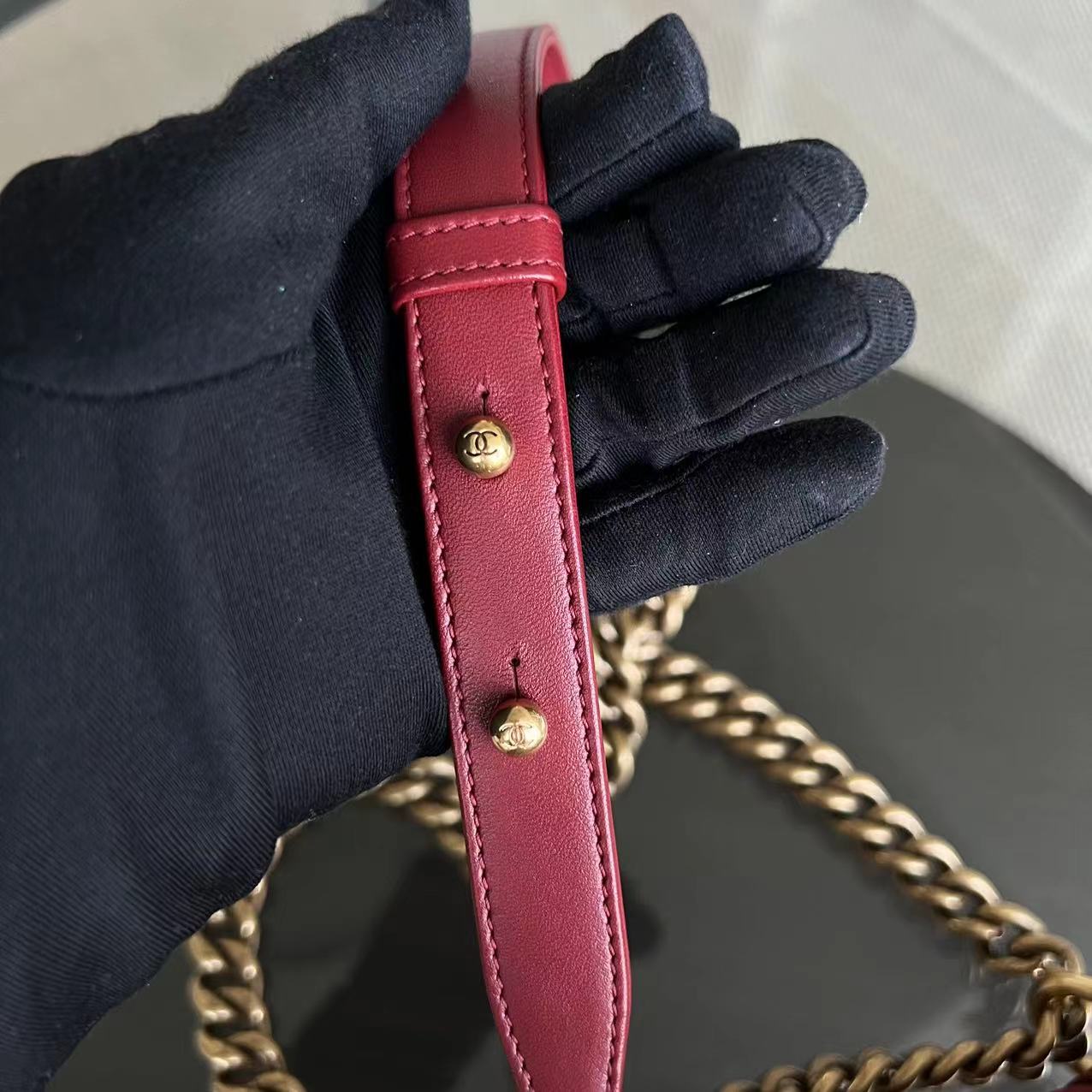 Chanel Small Boy 20CM Quilted Lambskin Red GHW No 19 - Luxury Evermore