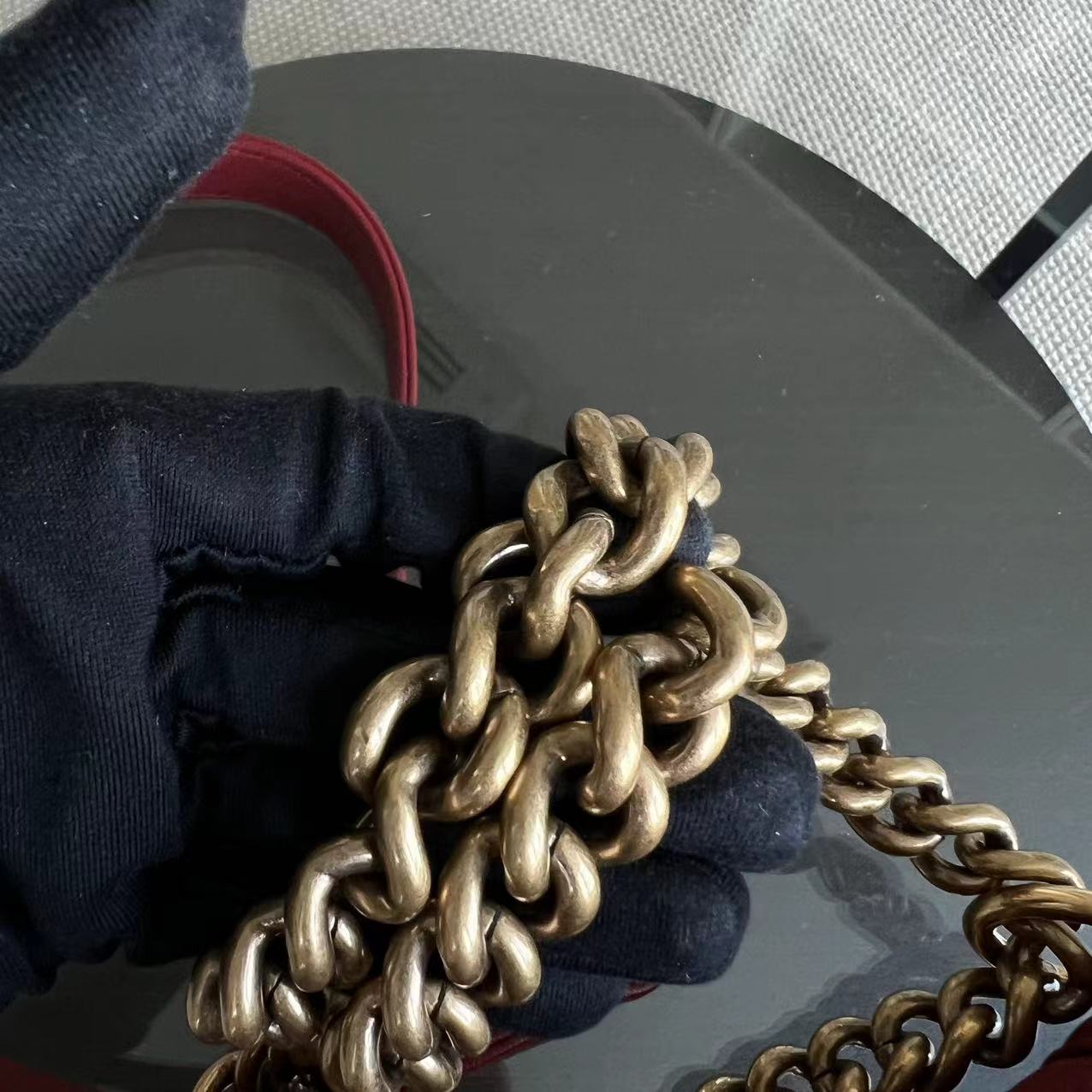 Chanel Small Boy 20CM Quilted Lambskin Red GHW No 19 - Luxury Evermore