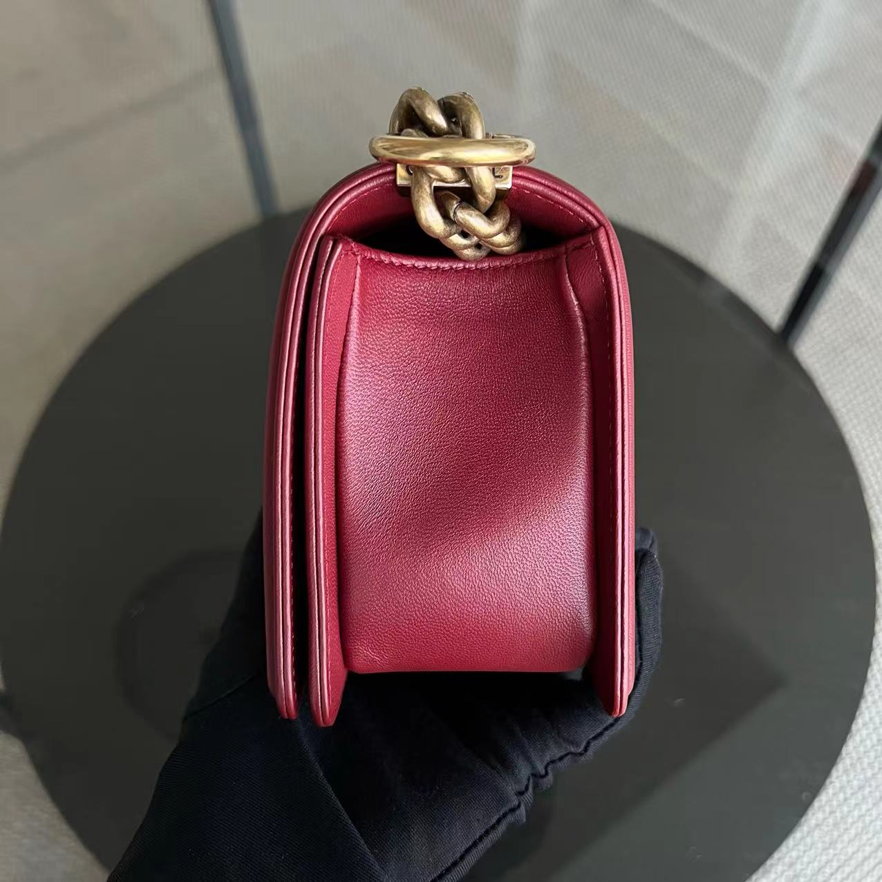 Chanel Small Boy 20CM Quilted Lambskin Red GHW No 19 - Luxury Evermore