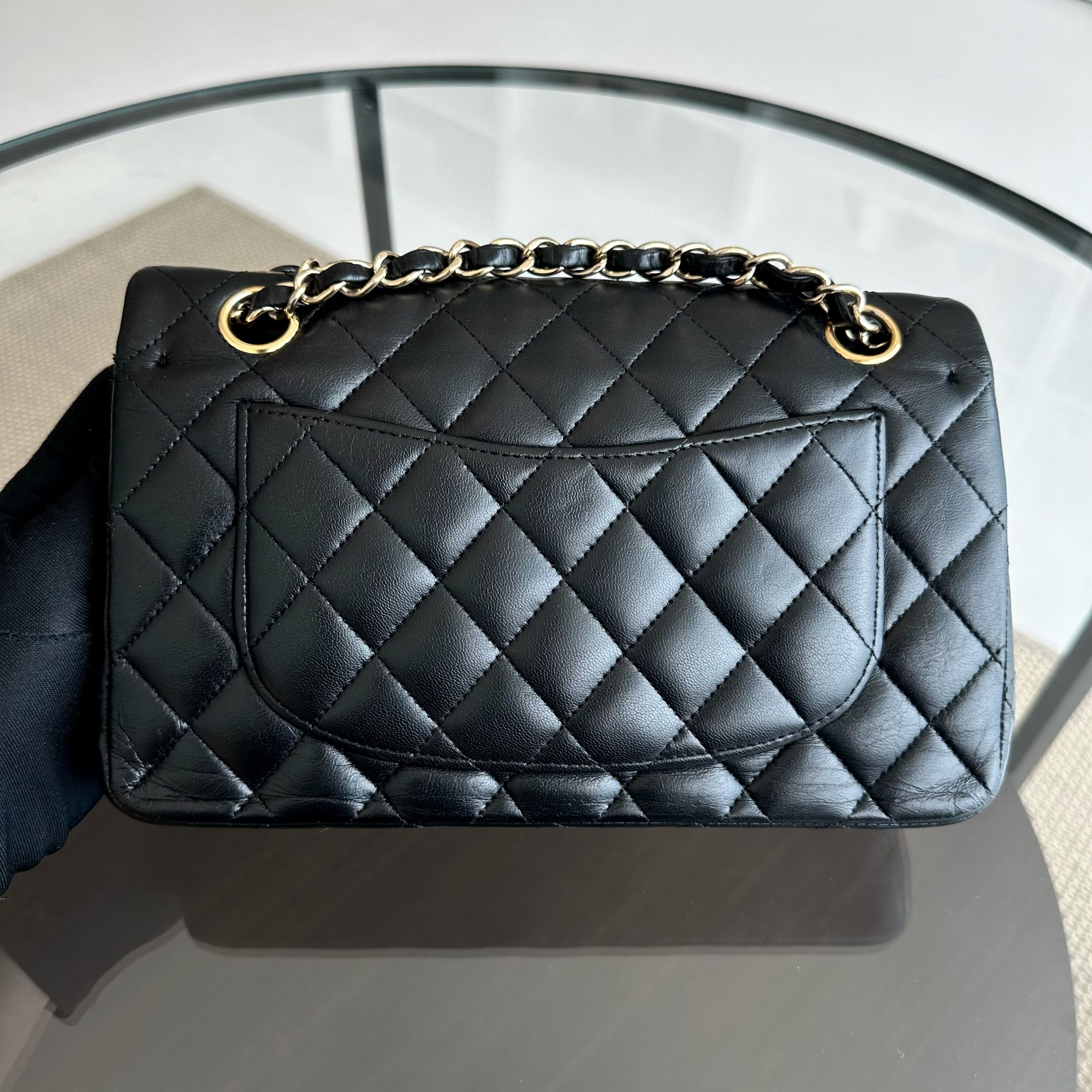 Chanel Small Classic Flap 23CM Quilted Lambskin Black GHW No 12 - Luxury Evermore